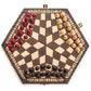 Husaria Wooden Three-Player Chess - 12 Inches - with Foldable Board, Handcrafted Playing Pieces, and Felt-Lined Storage