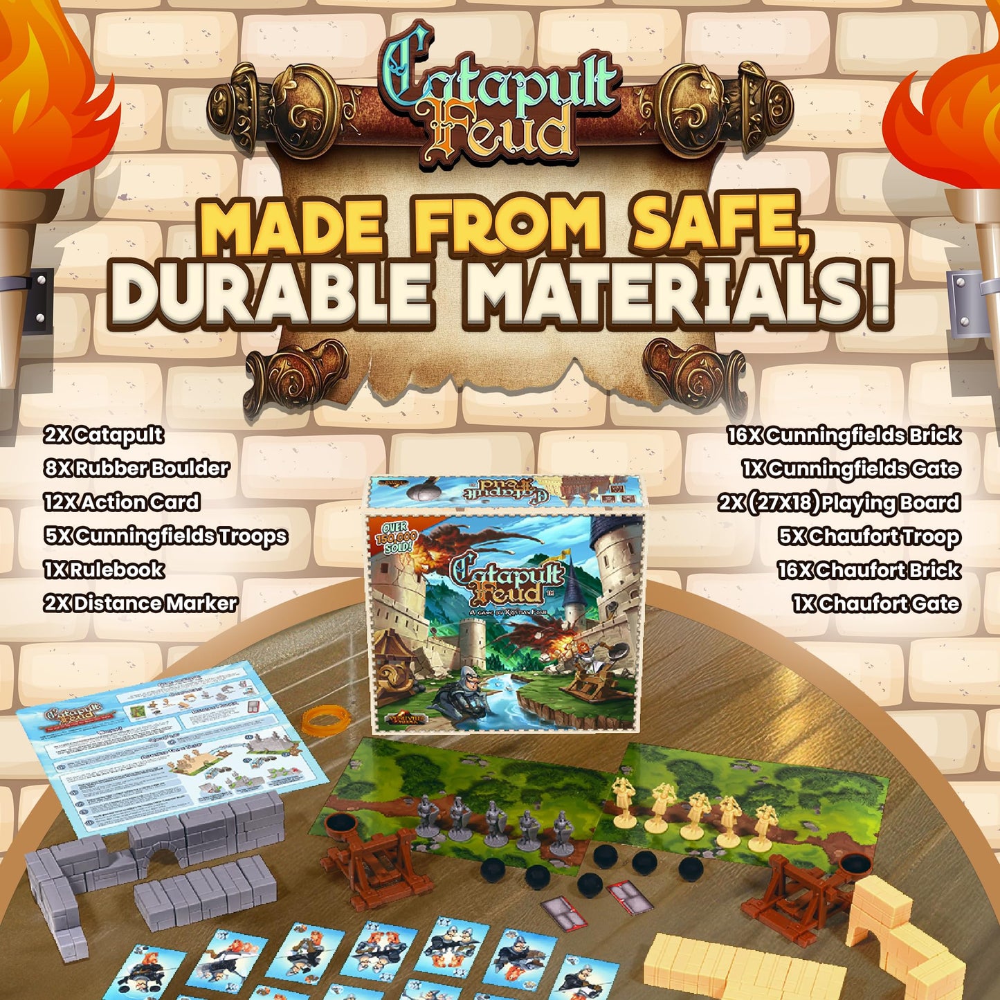 Catapult Feud Board Game Second Edition - Fun Family Activity for Kids & Adults, 2-Player Dexterity Game - Perfect for Play Night - Ages 7+ - Quick