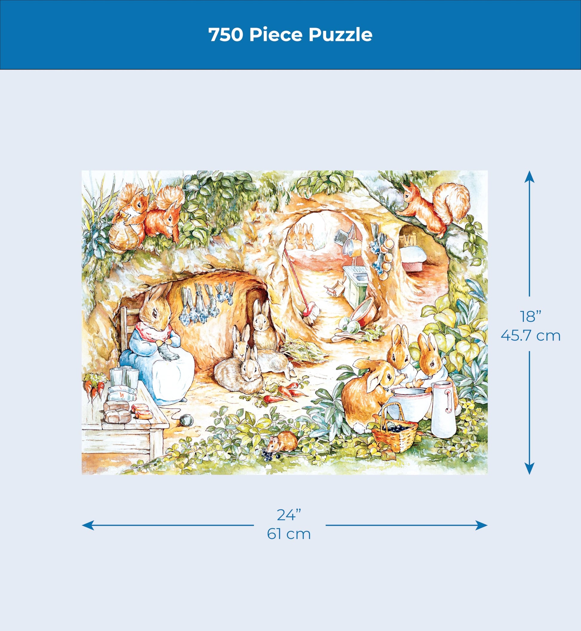 New York Puzzle Company - Beatrix Potter Home Sweet Burrow - 750 Piece Jigsaw Puzzle for Adults by Beatrix Potter