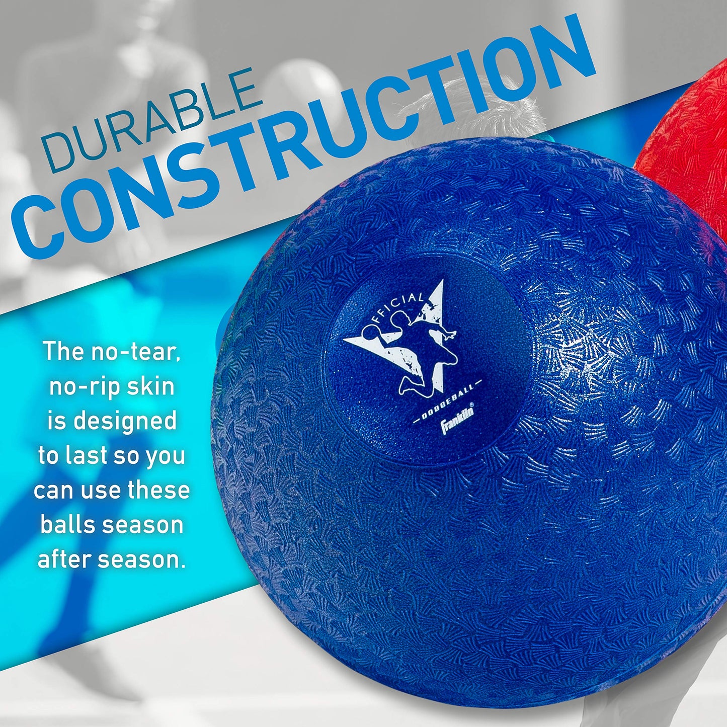 Franklin Sports Kids Dodgeballs - 6 Pack of 7 Inflatable Playground Balls for Kickball, Dodgeball and More - Soft Cover - Pump and Carry Bag Included