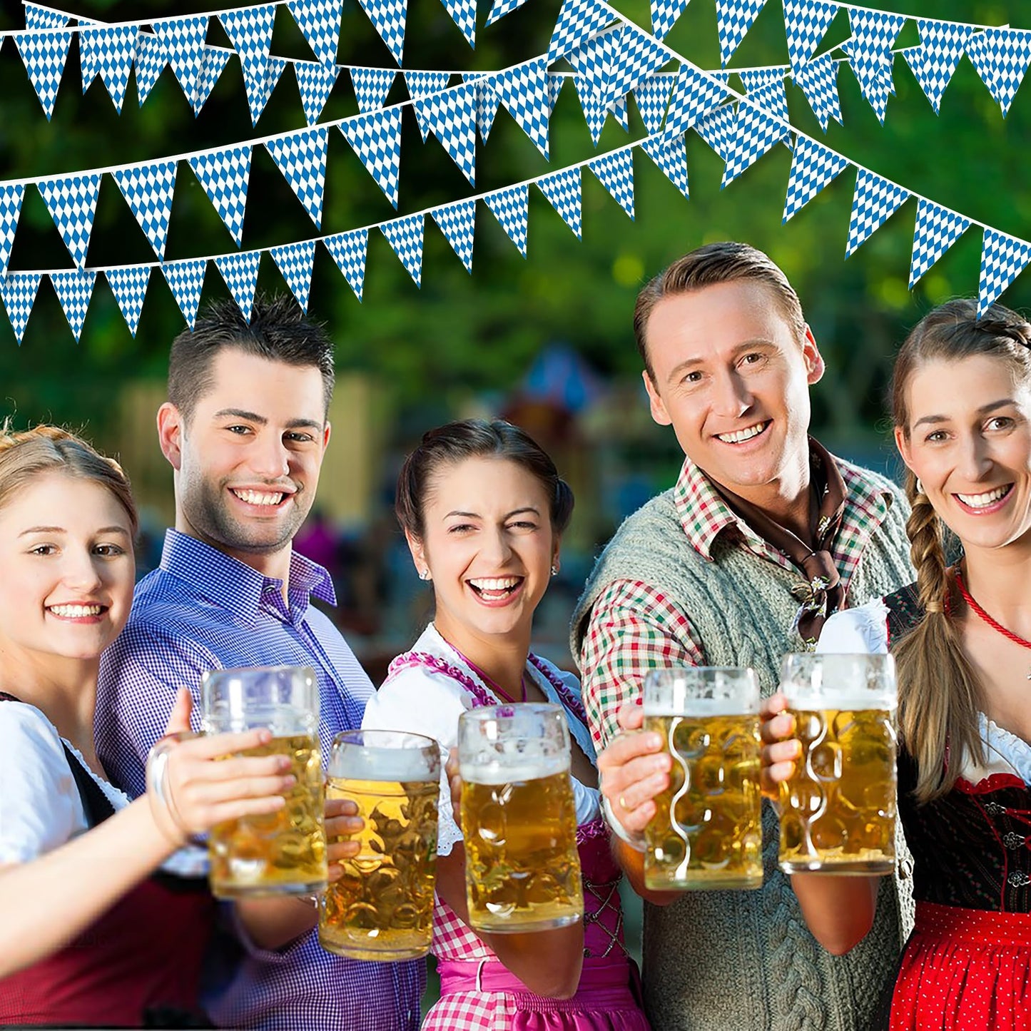 131 Feet Oktoberfest Bavarian Flag- 4 Packs Oktoberfest Bavarian Pennant Banner for German Oktoberfests Themed Party Decorations