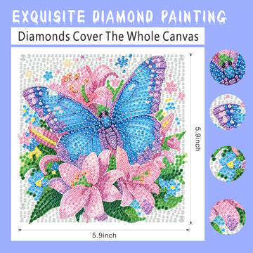 ADEFCSD 6-piece Set 5D Adult Diamond Painting Set, Suitable for Children Beginners, Cute Animal DIY Diamond Painting Mosaic Gemstone Art, Home wall