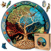 LEOGOR Wooden Jigsaw Puzzles for Adults 500 Pieces (17.8 x 18 in), Extra-Thick 5mm Wood, Large Round Tree of Life Puzzle with Unique Nature Inspired