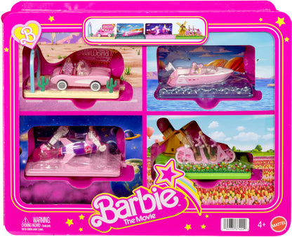 Barbie Mini Land Movie-Inspired Vehicle Collection, Includes 8 1.5-inch Dolls & 4 Vehicles Inspired by the Film
