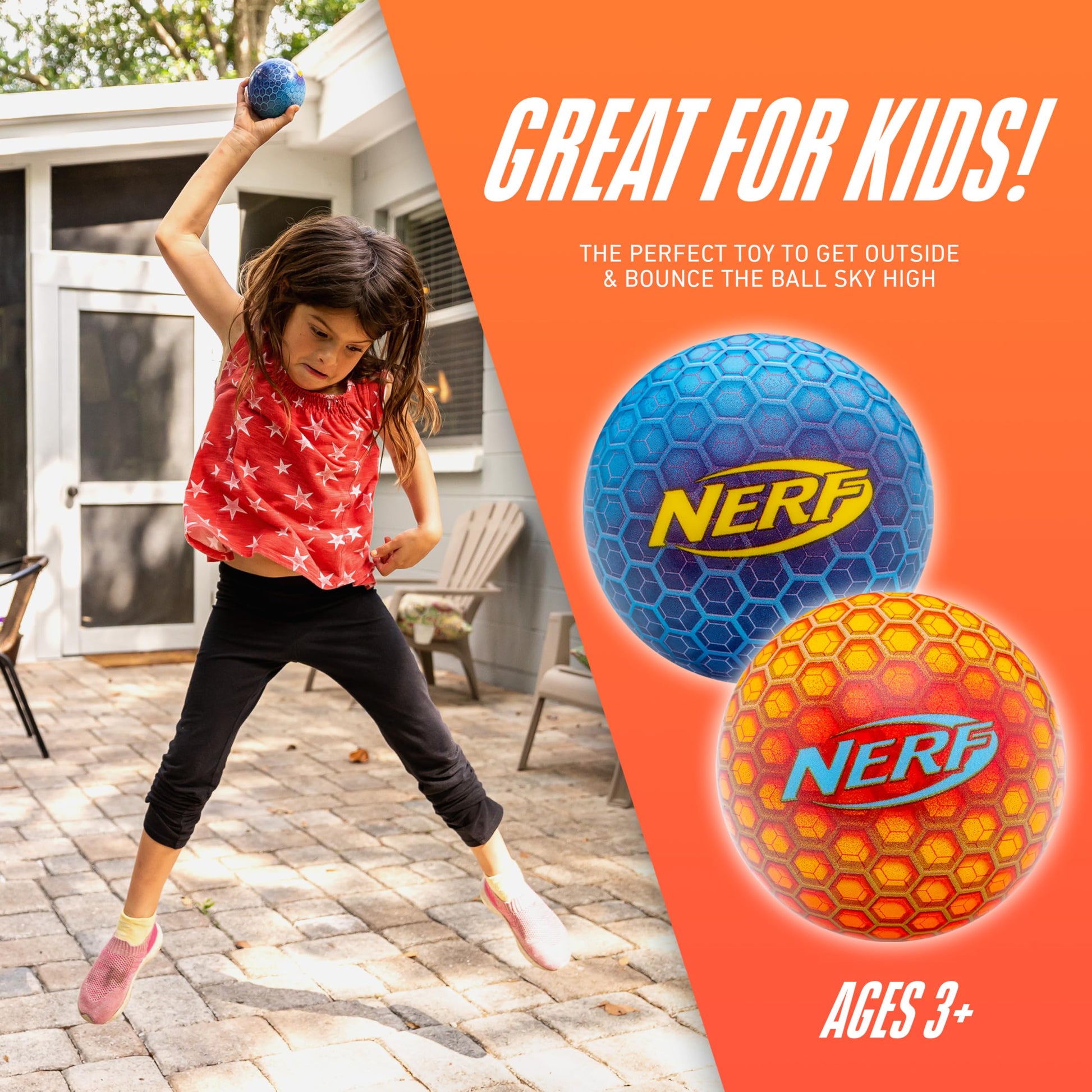 NERF Super High Bounce Ball - 2 Balls Included - Durable and Lightweight for Indoor and Outdoor Fun