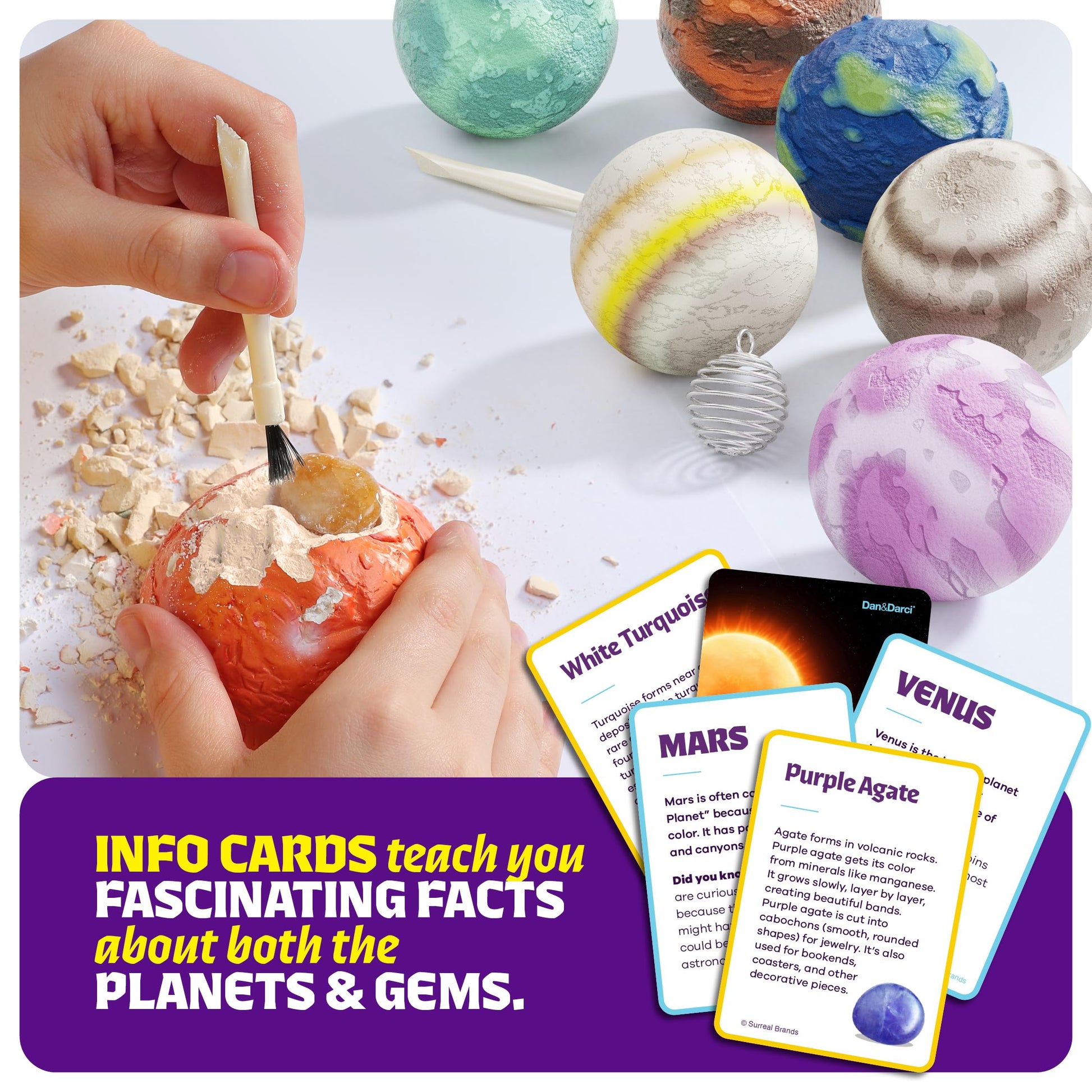 Dan&Darci Galaxy Gem Dig Kit for Kids - Gemstones Digging Science Kits for Kid Age 6-7, 6-8, 8-10 - Gifts for 6 7 8 9 10 11 Year Old Boys & Girls
