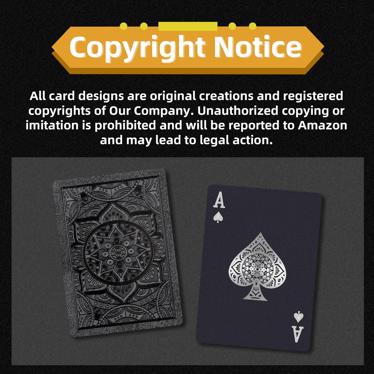 Playing Cards, Plastic Playing Cards, Deck of Cards, Waterproof Poker Cards, Black Standard Playing Card for Adults, Cool Premium Poker Card Set