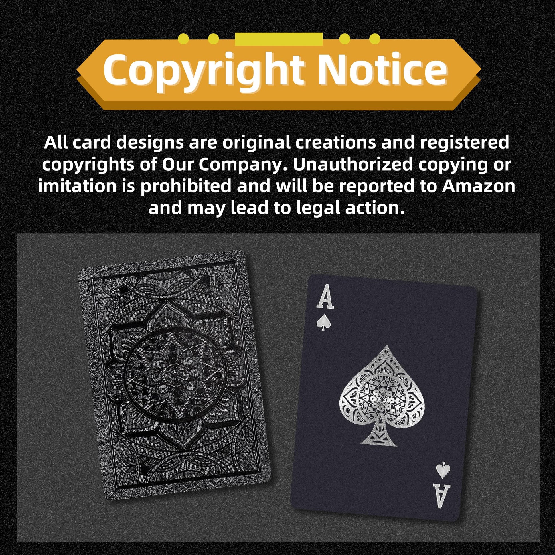 Playing Cards, Plastic Playing Cards, Deck of Cards, Waterproof Poker Cards, Black Standard Playing Card for Adults, Cool Premium Poker Card Set