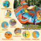 Inflatable Bounce House with Double Slide, 10 in 1 Large Bounce Castle with 750W Blower, Water Slide, Jumping, Splash Pool, Climbing Wall, Toy Stand
