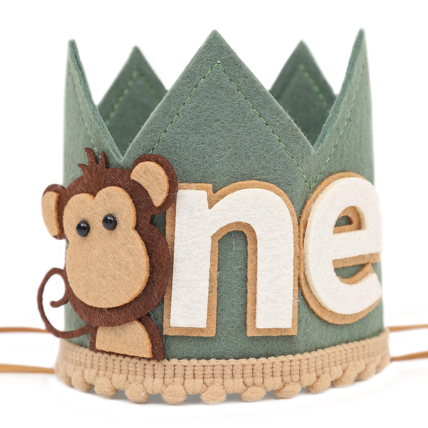Agvgaza Monkey 1st Birthday Crown/Hat - Wild One Olive Green Safari Hat, Jungle Party Decor, Photo Prop for Boys