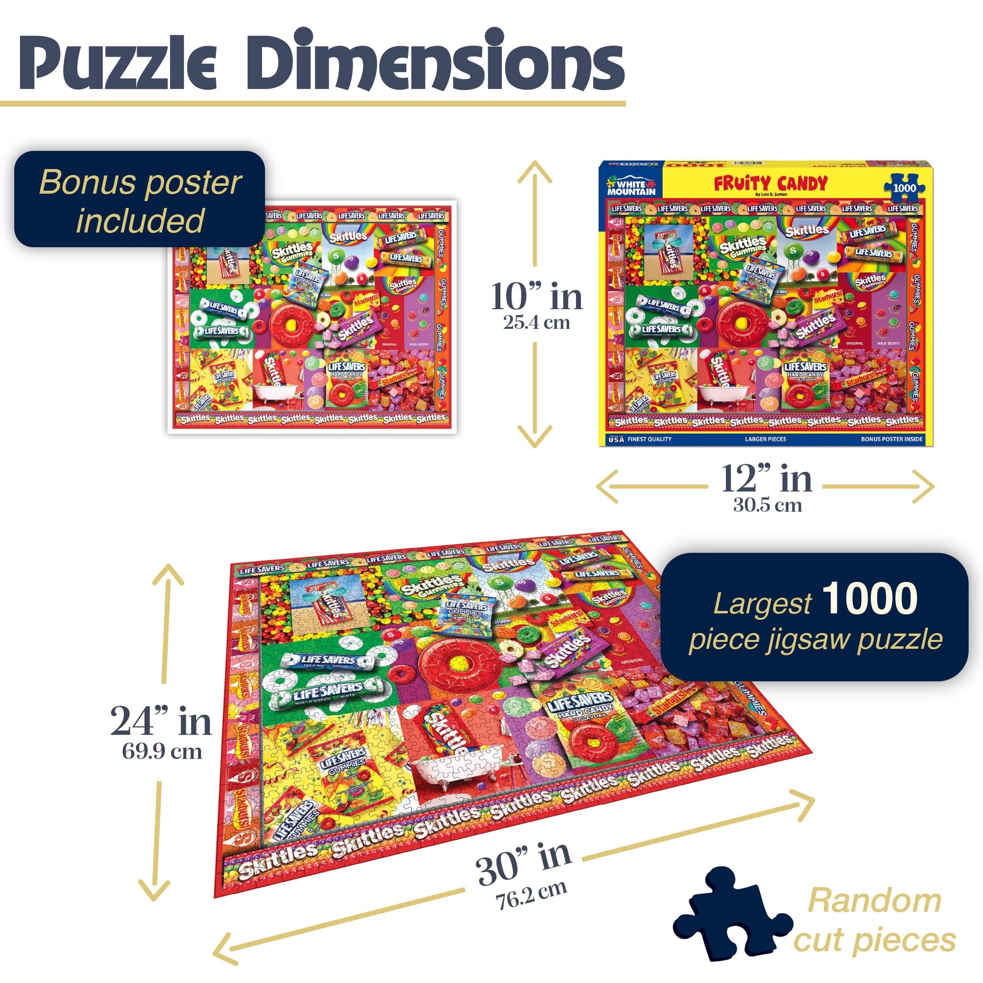 White Mountain 1000 Piece Jigsaw Puzzle Fun and Vibrant, Fruity Candy