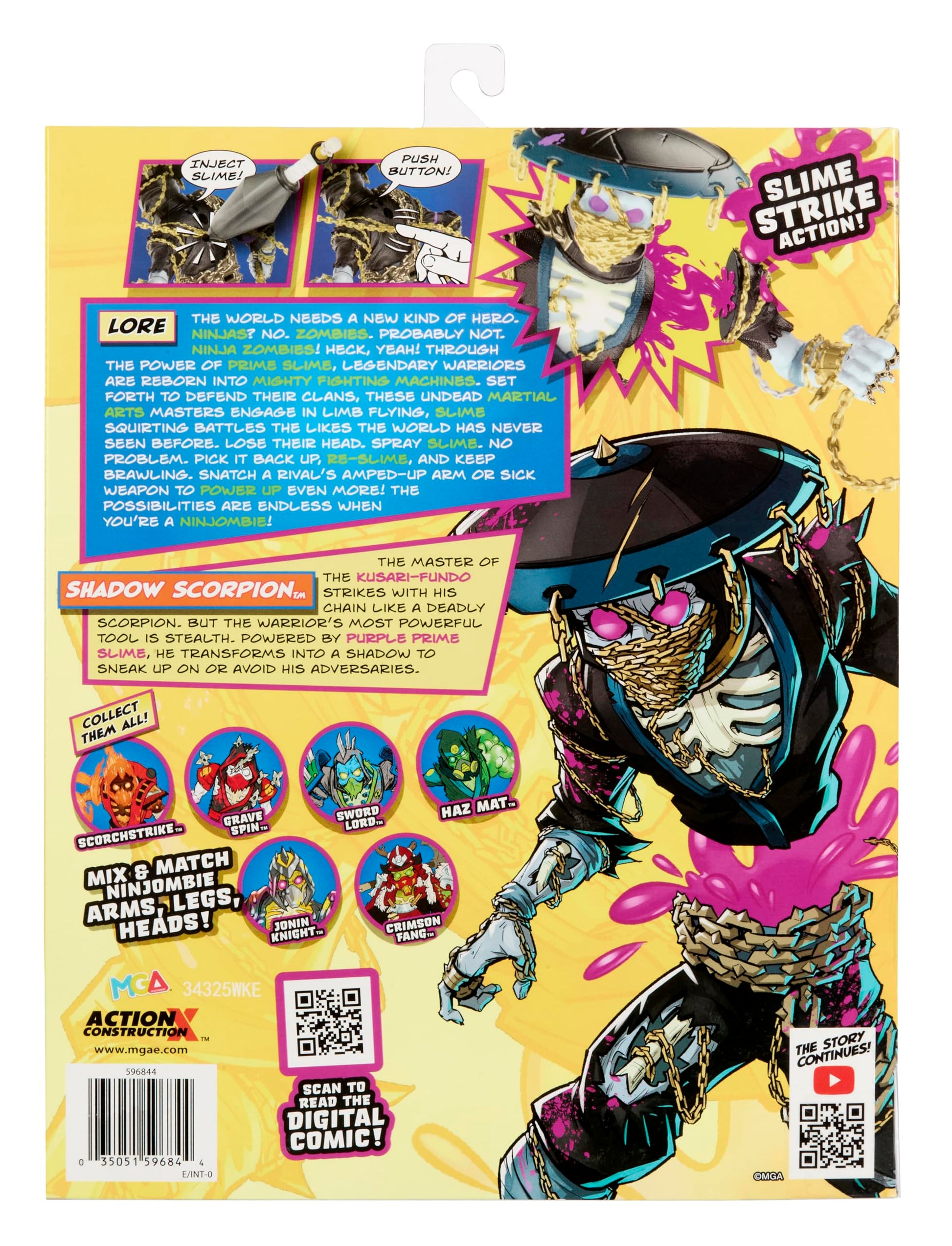 MGA Entertainment Ninjombie Action Figure - Shadow Scorpion, Boys Action Ninja Zombie Slime Monster Action Figure, Ages 6 +