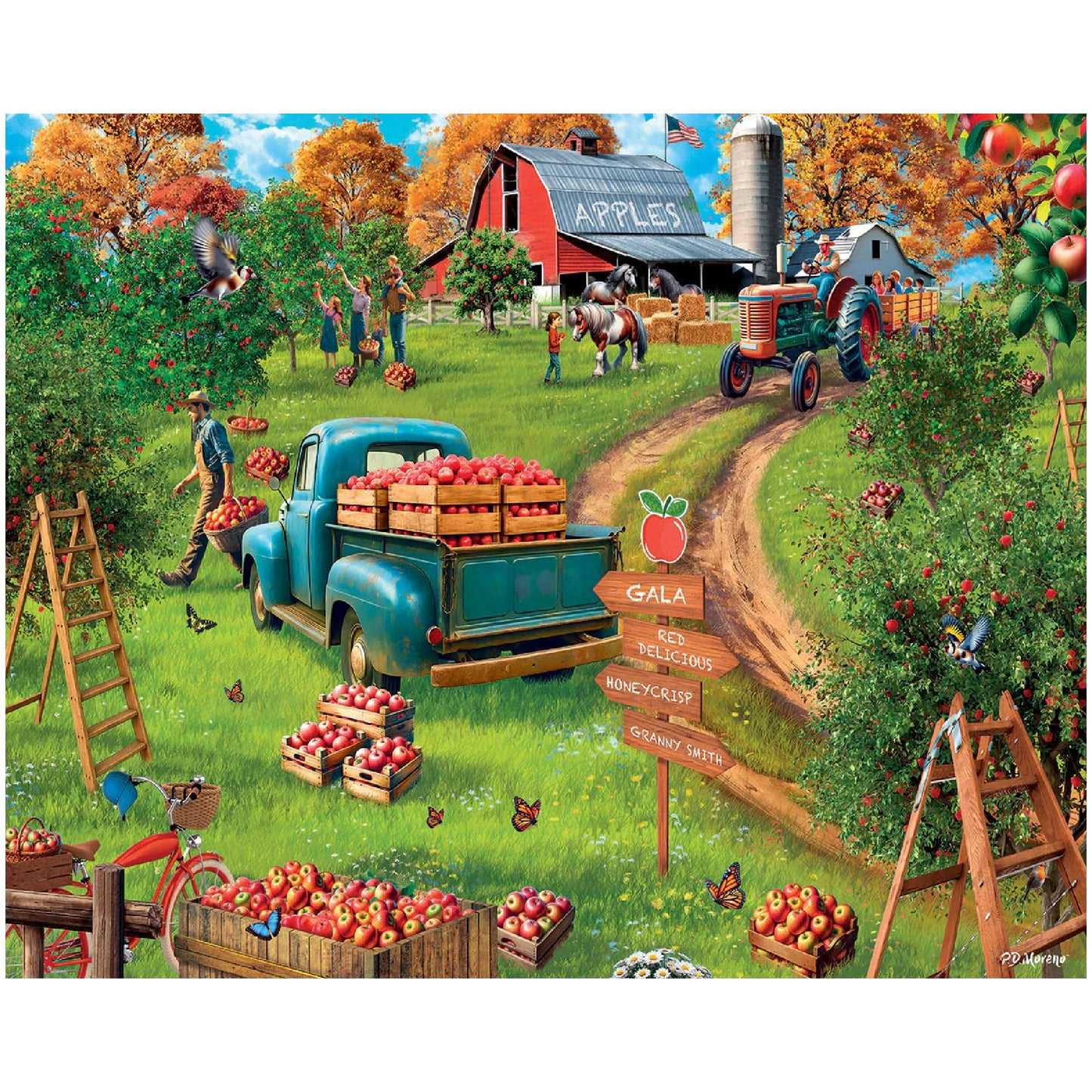 White Mountain 1000 Piece Jigsaw Puzzle Fall Farm, Apple Orchard
