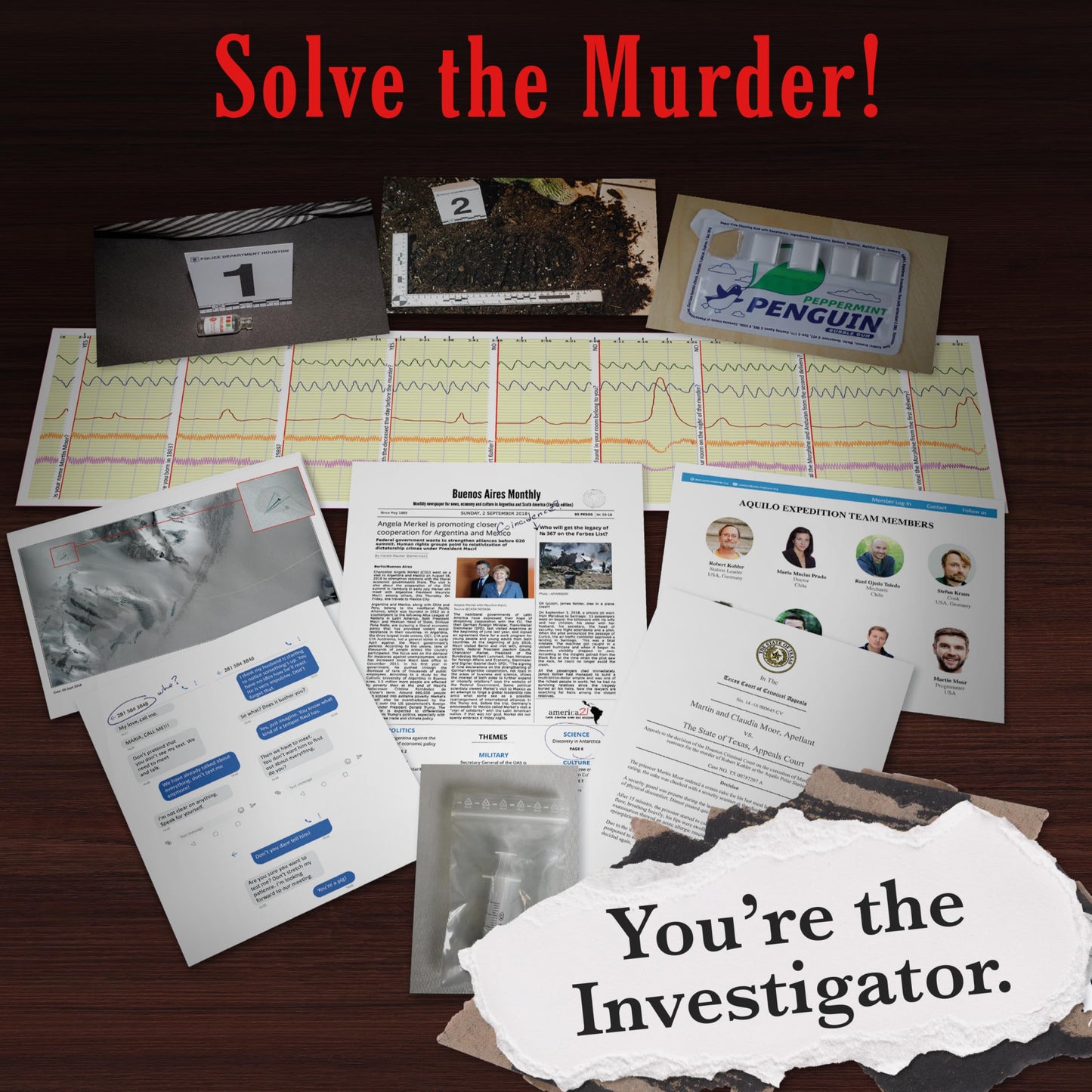 Murder Mystery Party Case File Game, Death in Antarctica, Interactive Mystery Game for 1+ Players, Ages 14+