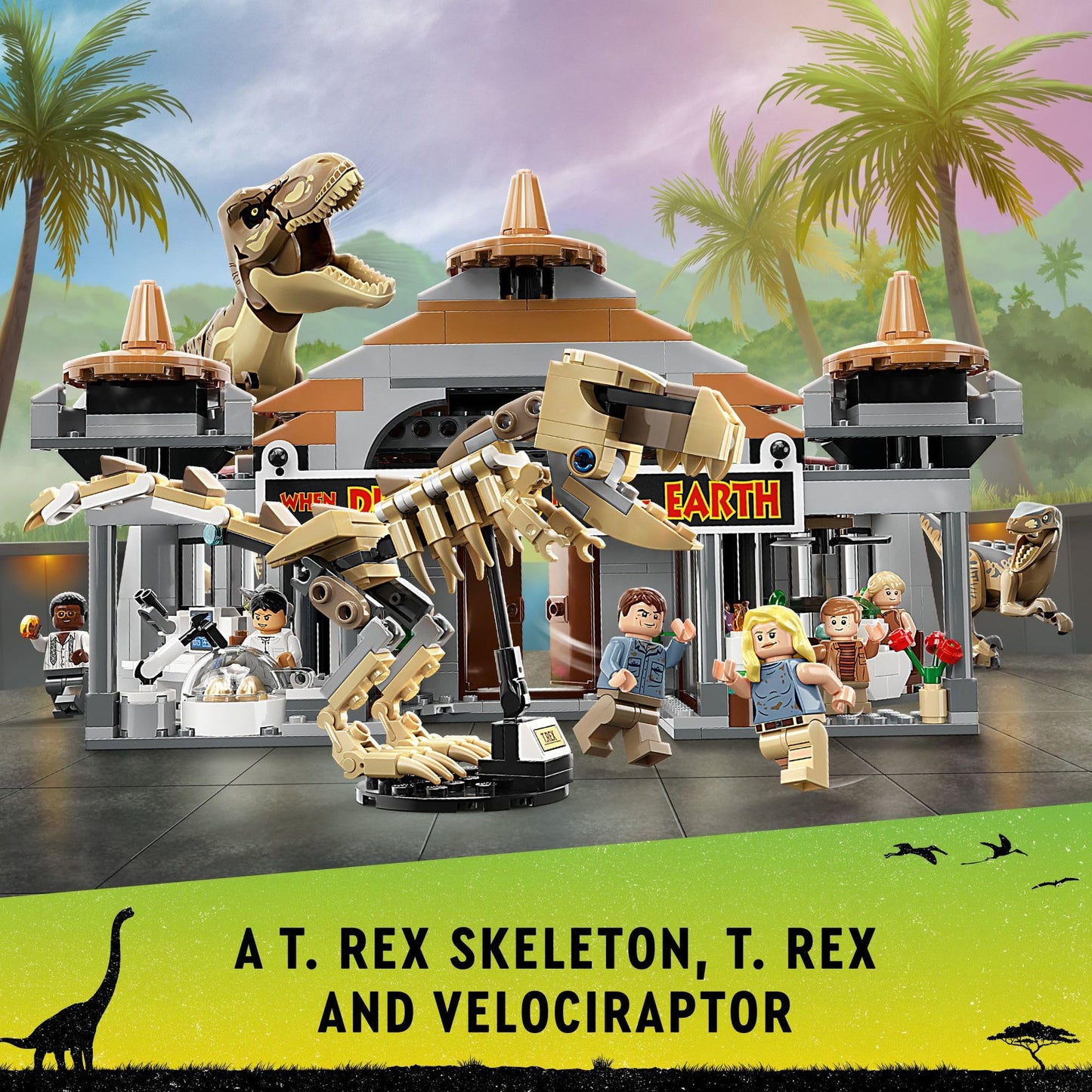 LEGO Jurassic Park Visitor Center: T. rex & Raptor Attack 76961 Buildable Dinosaur Toy; Gift for Teens and Kids Aged 12 and Up, Including a Dino