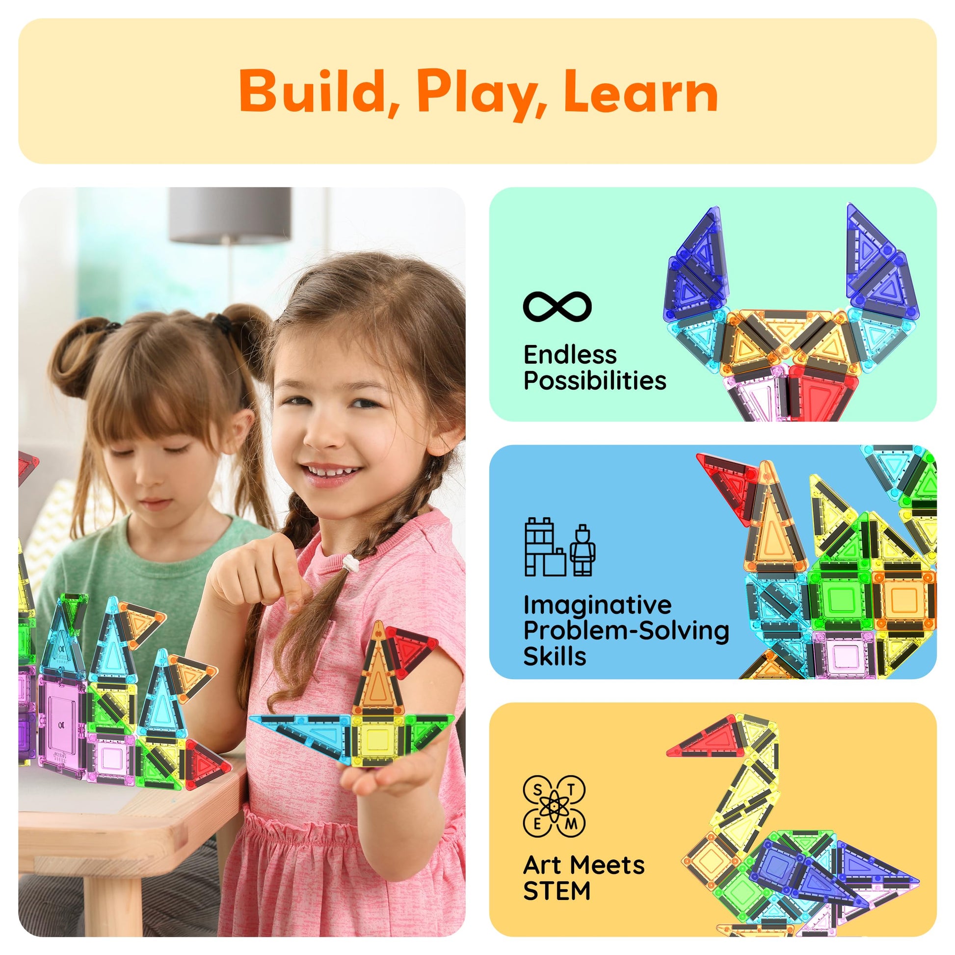 PicassoTiles 100PC Travel Nano Magnetic Tiles Construction Building Blocks Toy with Storage Case Educational STEM Learning Build Kit 3D Magnet Tile