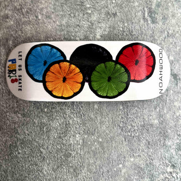 NOAHWOOD PRO Fingerboard Complete (5-Layer Colour Maple Wooden Pro Concave 34.5 x 98mm Handmade Deck + 34mm White Prince1G White Trucks + Crown Wheels