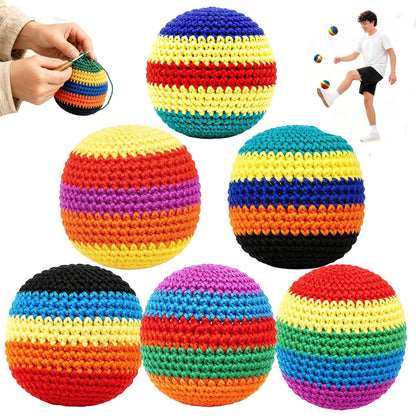 VKNMQLB 6 Pack Hacky Footbag Sack Set - Durable Knit Kick Bags Soft Kick Sack Balls for Adults & Beginners - Durable Juggling & Outdoor Game