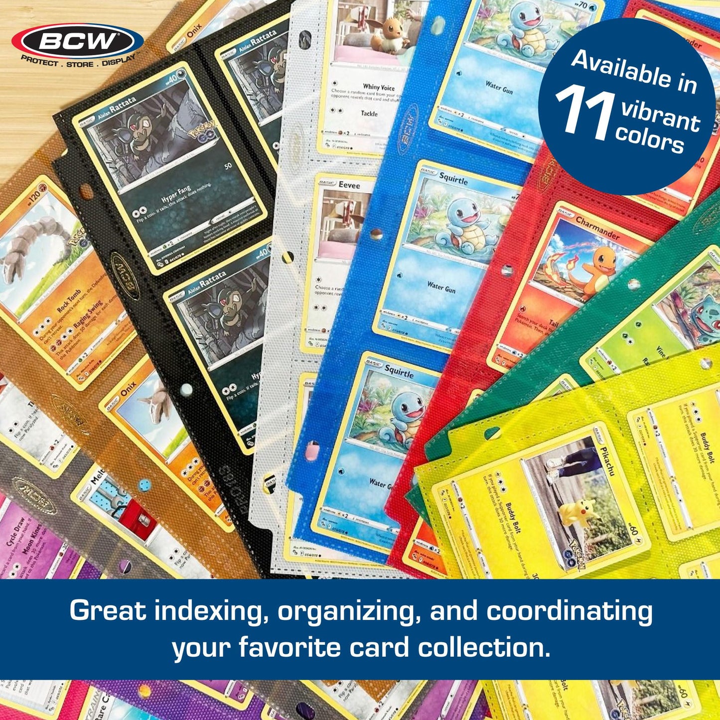 BCW Double-Sided 9-Pocket Pages Holder - 50 Black Pages | Trading Card Binder Sheets | Secure Side Loading | Ideal Card Storage and Display Solution