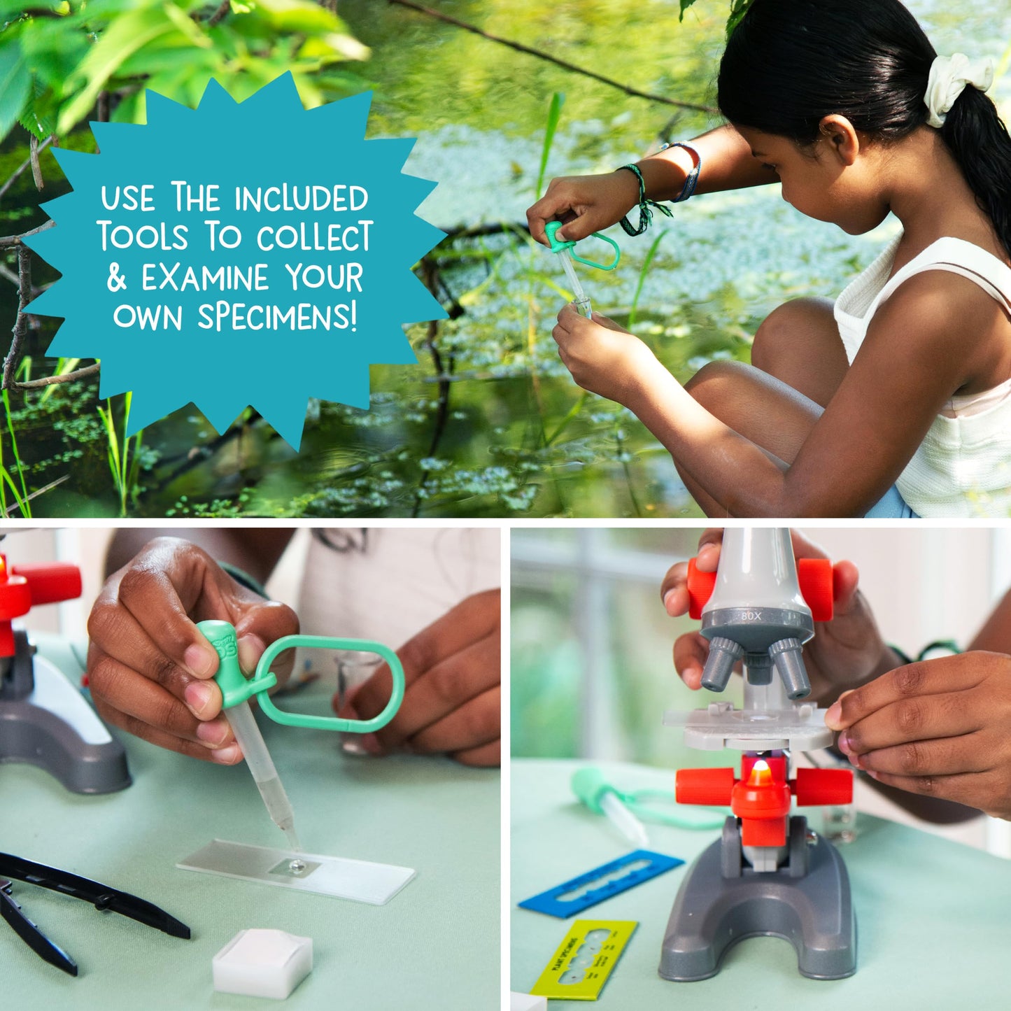Wow in The World Kids’ Microscope & Biology Kit, Up to 720x Magnification, LED Illumination, Prepared & Blank Slides, Companion Audio Content
