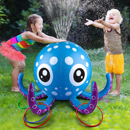 Sprinkler for Kids Inflatable Octopus Water Toys with 6 Rings, Summer Outdoor Toys Backyard Water Spray Sprinkler Fun Pool Toys for 3 4 5 6 Years