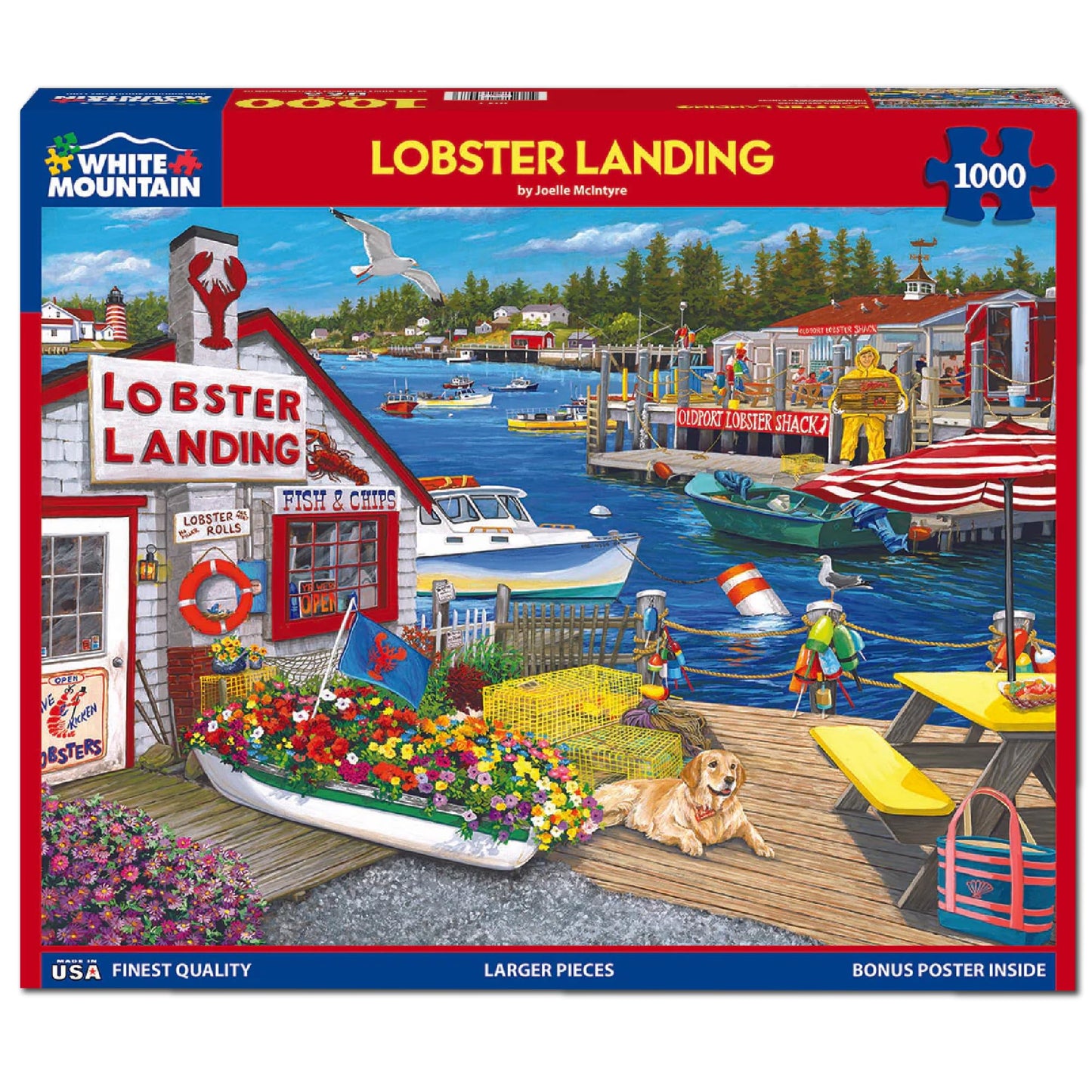 White Mountain 1000 Piece Jigsaw Puzzle Summer Ocean, Lobster Landing