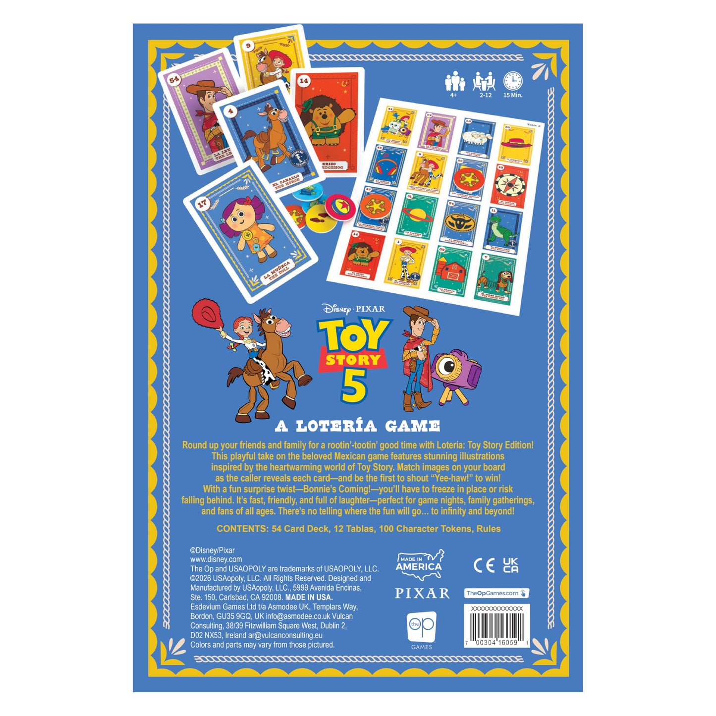 Lotería: Toy Story 5, Classic Bingo Game Featuring Characters from the Beloved Disney Pixar Classic - Woody, Buzz, Jessie & More, Beautiful Artwork