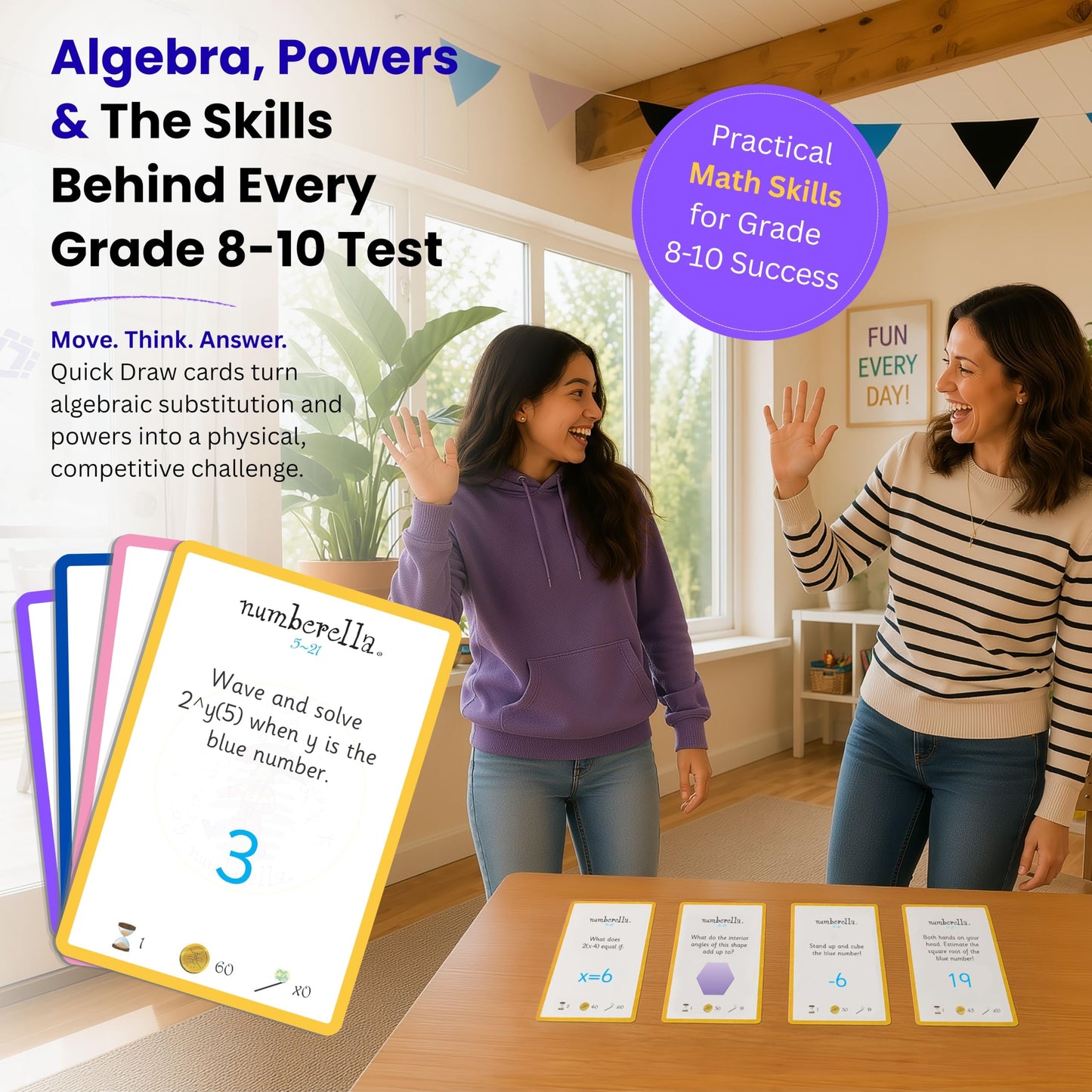 Numberella Deluxe Math Board Game - Level 3 | Ages 13-15, Grades 8-10 | Algebra, Geometry & Statistics | Middle School Math Game | Award-Winning STEM