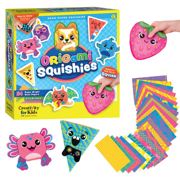 Creativity for Kids Origami Squishies Kit | Summer Activities & Road Trip Fun | Fold, Decorate & Squish 24 Bright Paper Creations | DIY Arts & Crafts