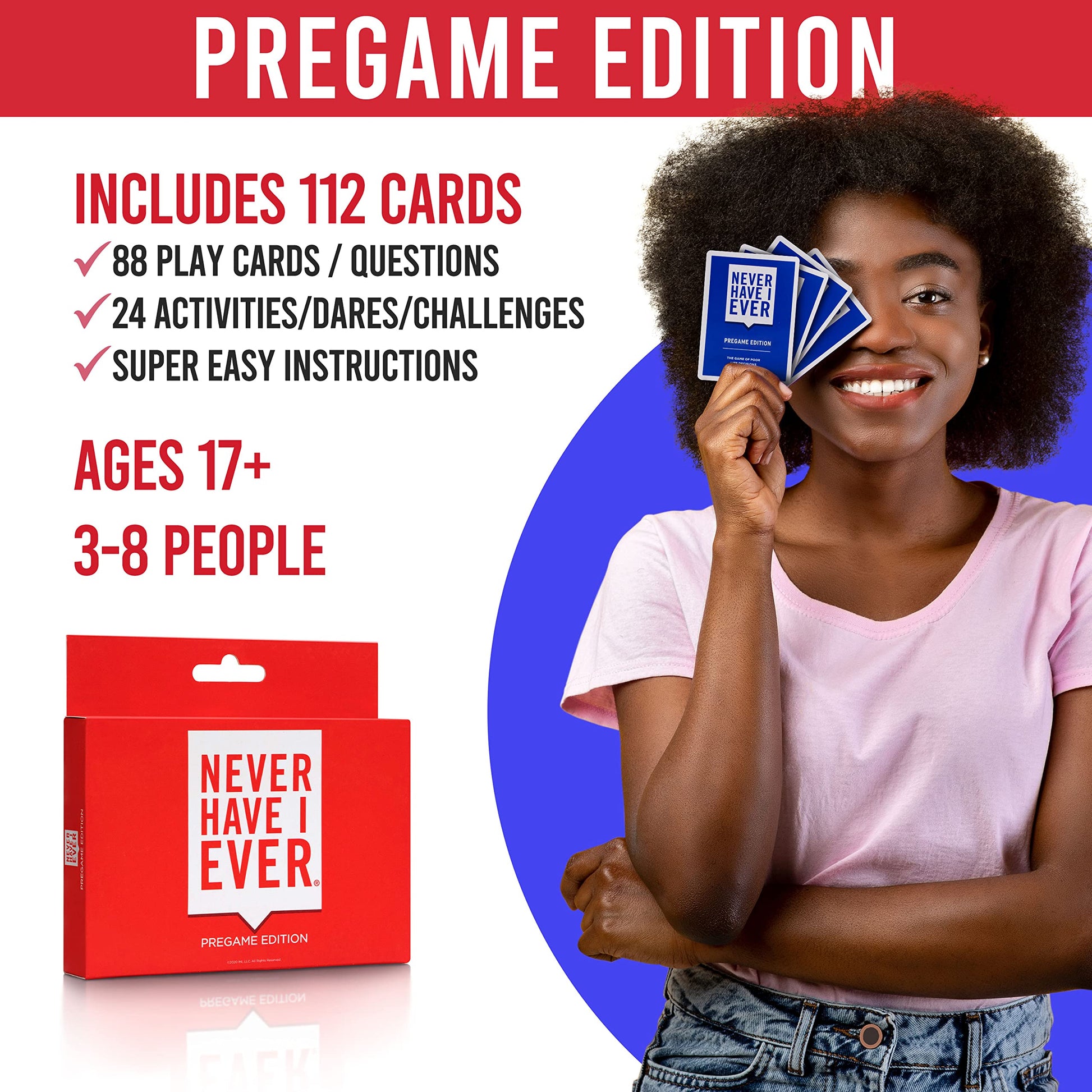 Never Have I Ever Pregame Edition Card Game Set | Fun Game Night Party Games for Adults, College Students | for 3+ Players | Ages 17 +