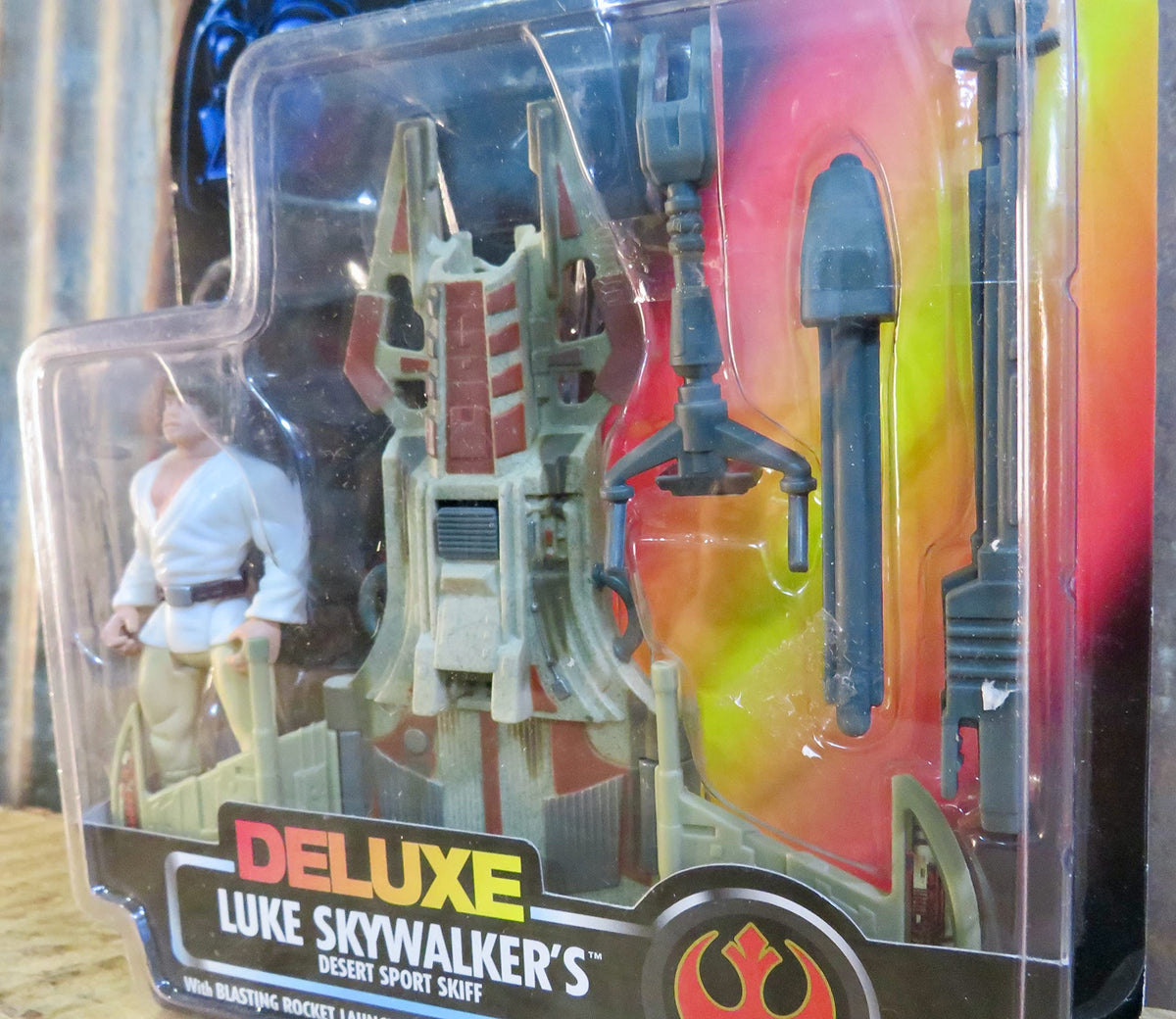 Star Wars Power of the Force Orange Card Deluxe Luke Skywalker and Desert Sport Skiff 3.75 Inches