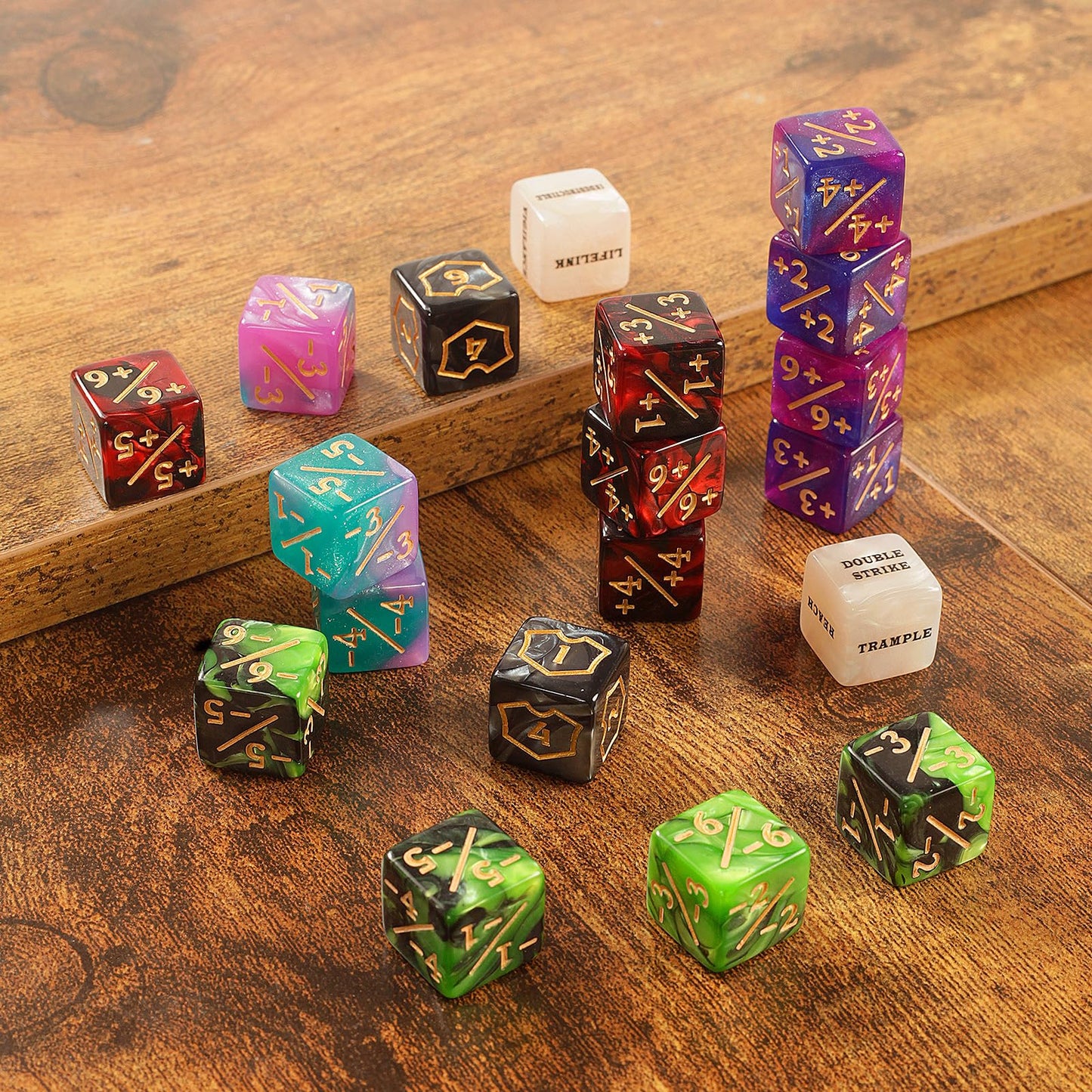 60 PCS MTG Dice Counters Keyword Counters Life Counter 1/+1 counters Commander Buff Tokens 6 Sided Dice Set for MTG, TCG, Card Games Accessories