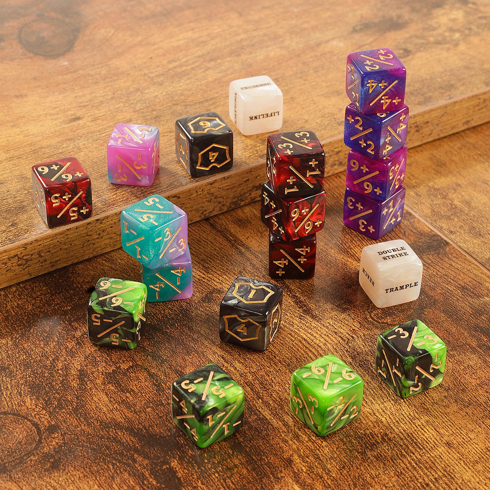 60 PCS MTG Dice Counters Keyword Counters Life Counter 1/+1 counters Commander Buff Tokens 6 Sided Dice Set for MTG, TCG, Card Games Accessories