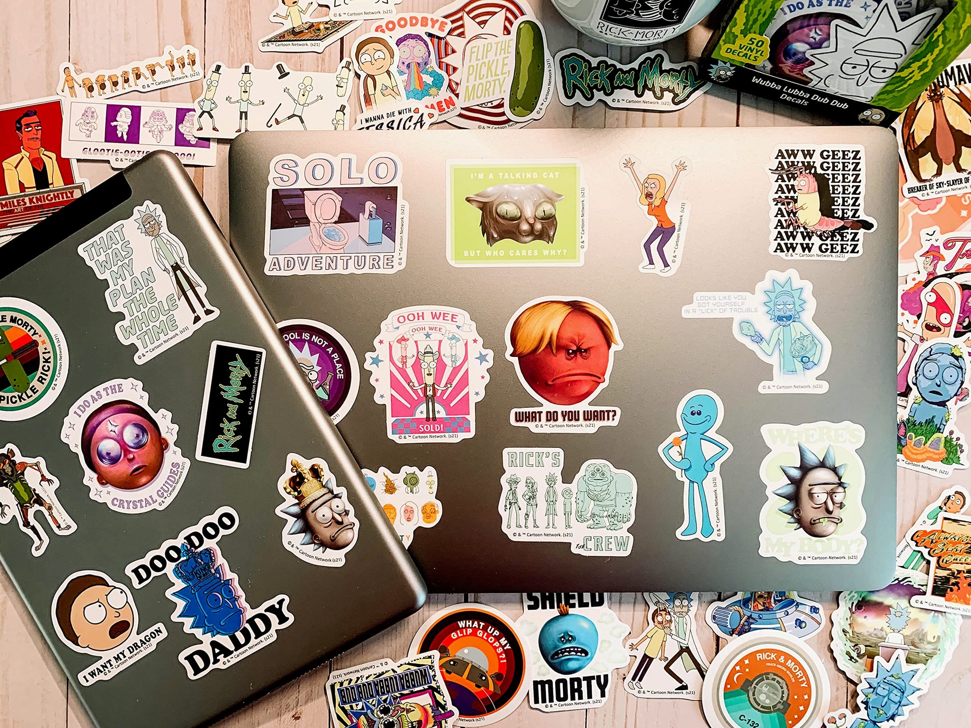 Conquest Journals Rick and Morty Sticker Bundle, 100 Unique Stickers, Officially Licensed, Waterproof, UV and Scratch Resistant