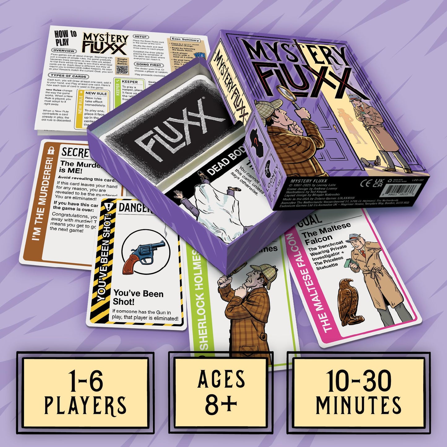 Looney Labs Mystery Fluxx - The Detective-Themed Card Game of Clues and Deduction, Ages 8 to Adult, 1-6 Players