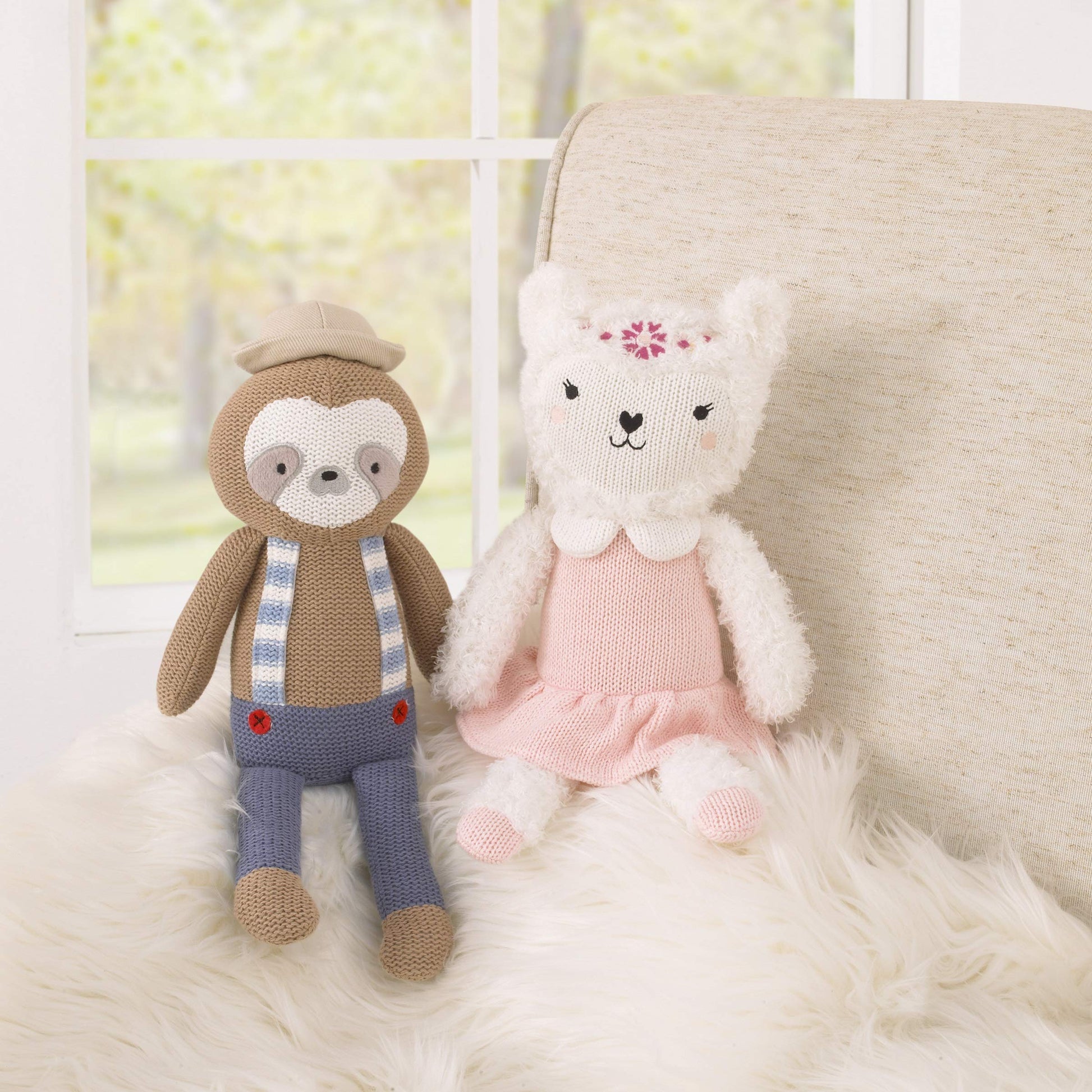 Cuddle Me Scottie The Sloth 12" Grey & Blue Knit Plush Stuffed Animal, Grey, Blue, Red, (3745008P)