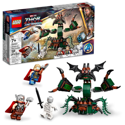 LEGO Marvel Attack on New Asgard, Thor Buildable Toy 76207 with Hammer, Stormbreaker and Monster Figure, Love and Thunder Movie Set