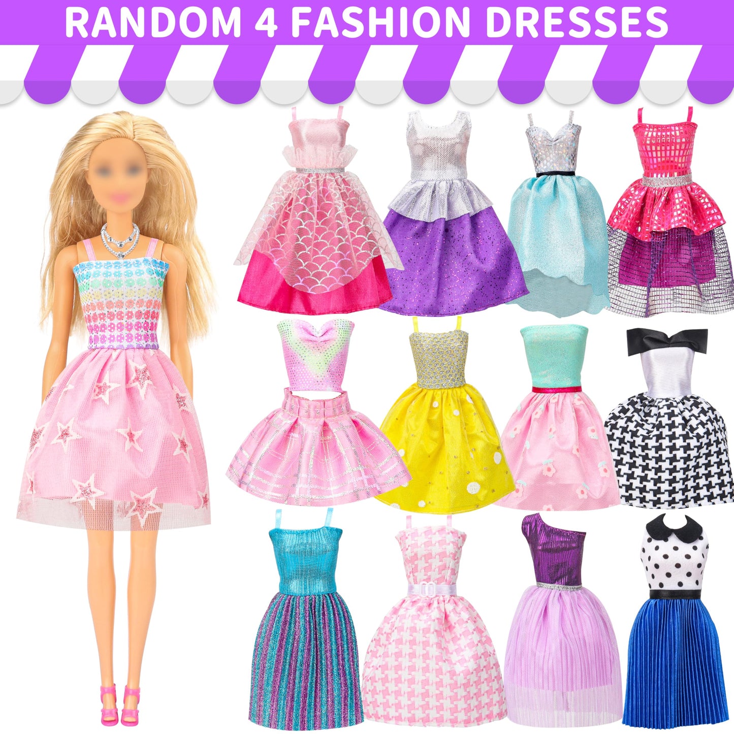 Style Shine 90 Pcs Doll Clothes and Accessories,2 Wedding Gowns 2 Evening Dresses 6 Fashion Dresses 4 Set Casual Outfit Top and Pant 2 Swimsuit,20