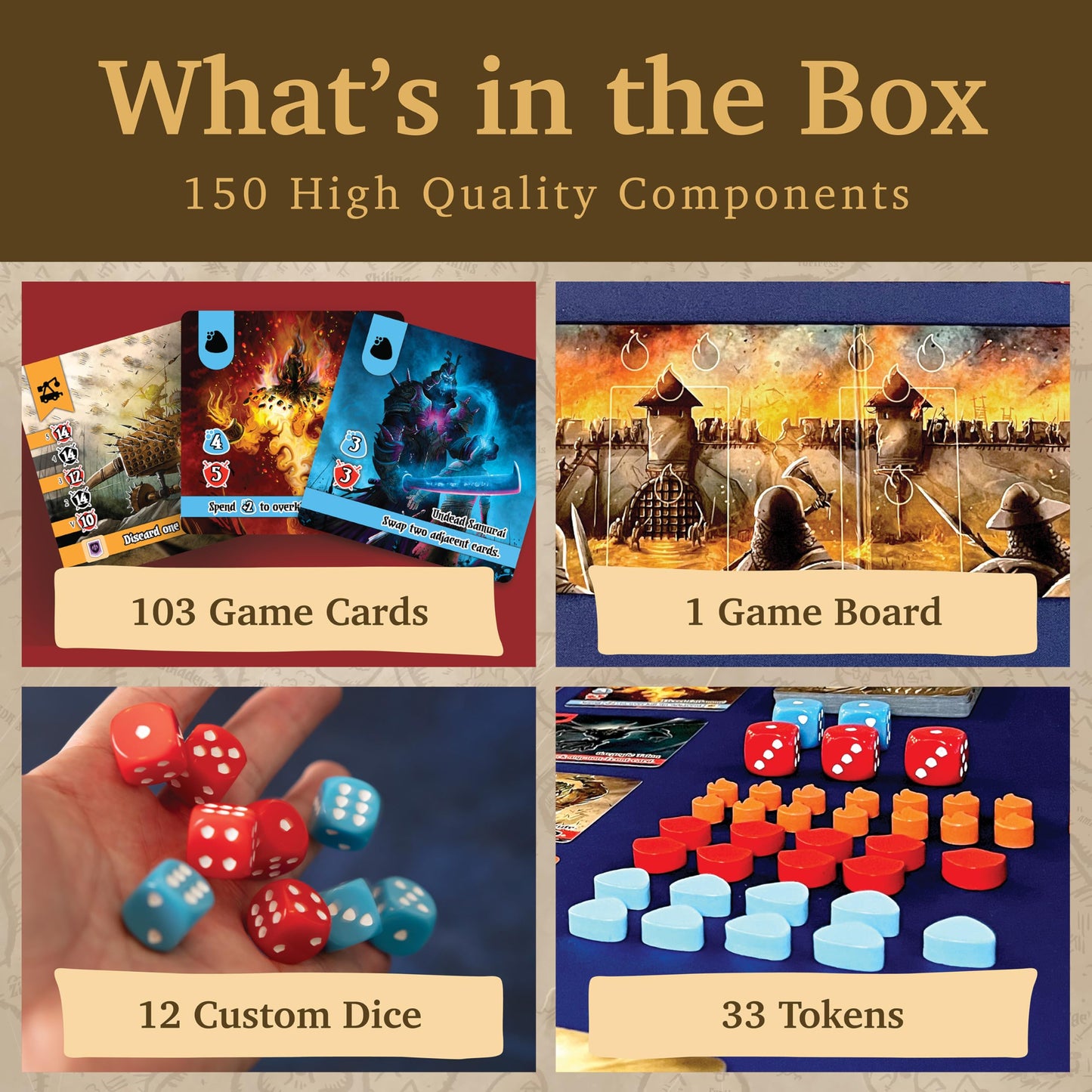 Siege of Valeria Board Game - Tower Defense Solo Board Game with Dice Rolling and Combo Cards. Single Player Fun with Fast Paced Gameplay