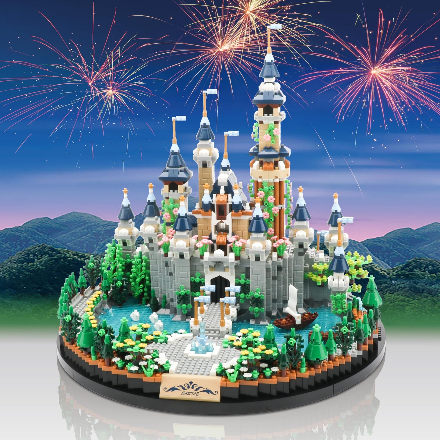 JXRLMB Magic Princess Blue Castle Micro Building Blocks for Adults Mini Building Kit, Creative Display Gift for Women and Kids Ages 14+ 3600 PCS