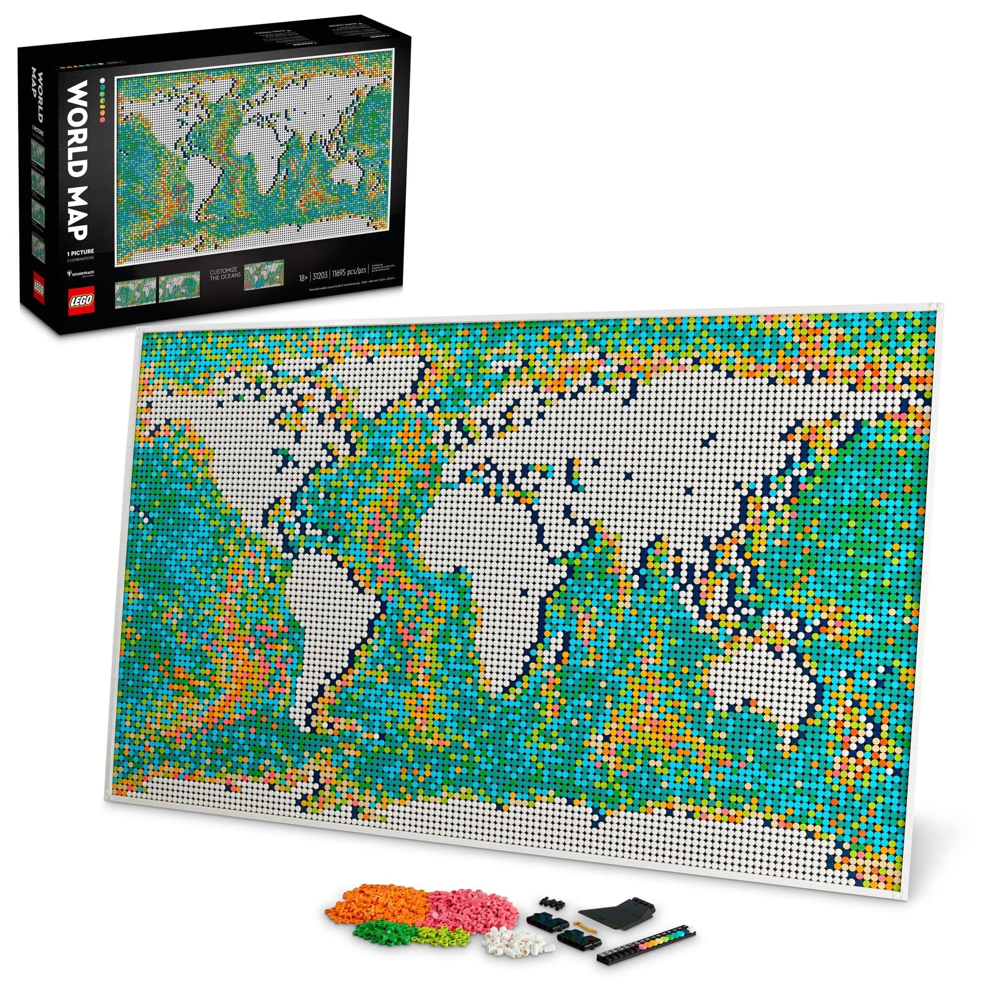 LEGO Art World Map 31203 Building Set - Collectibe Wall Art for Adults, Featuring Accompanying Soundtrack, Great Home Office Decor for Passionate