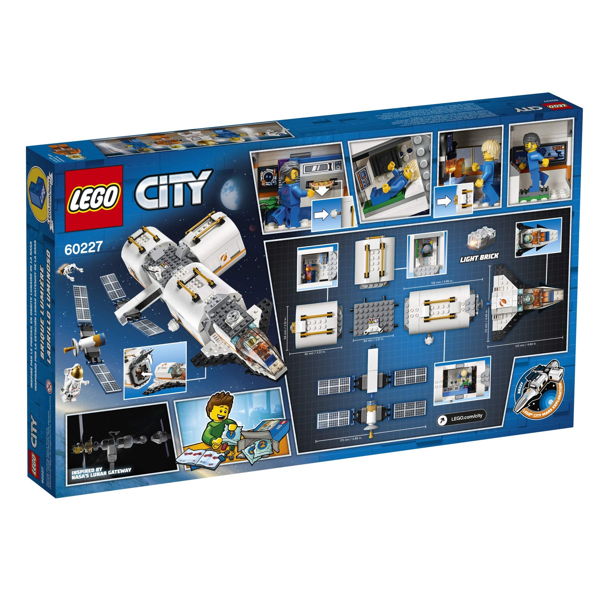 LEGO City Space Lunar Space Station 60227 Space Station Building Set with Toy Shuttle, Detachable Satellite and Astronaut Minifigures, Popular Space
