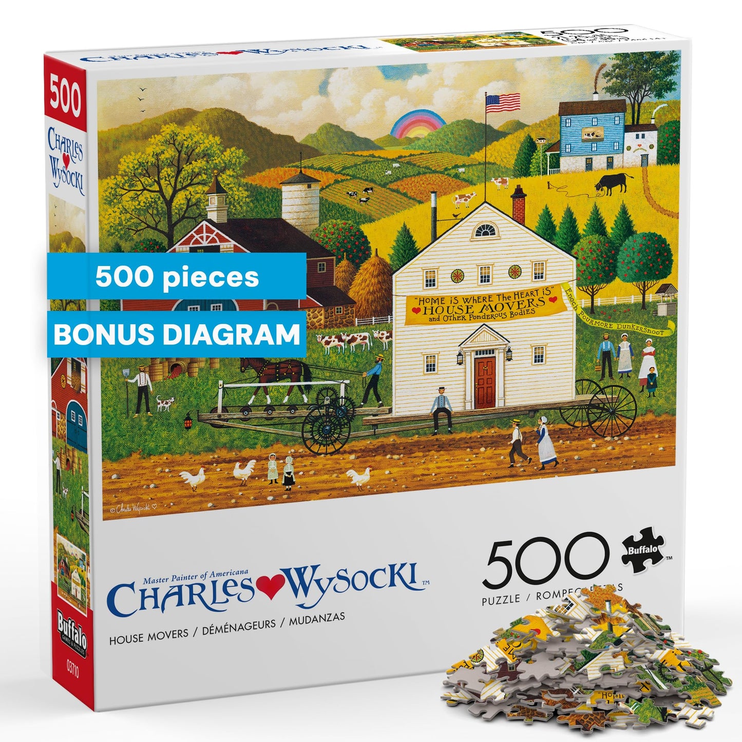 Buffalo Games - Charles Wysocki House Movers - 500 Piece Puzzle for Adults