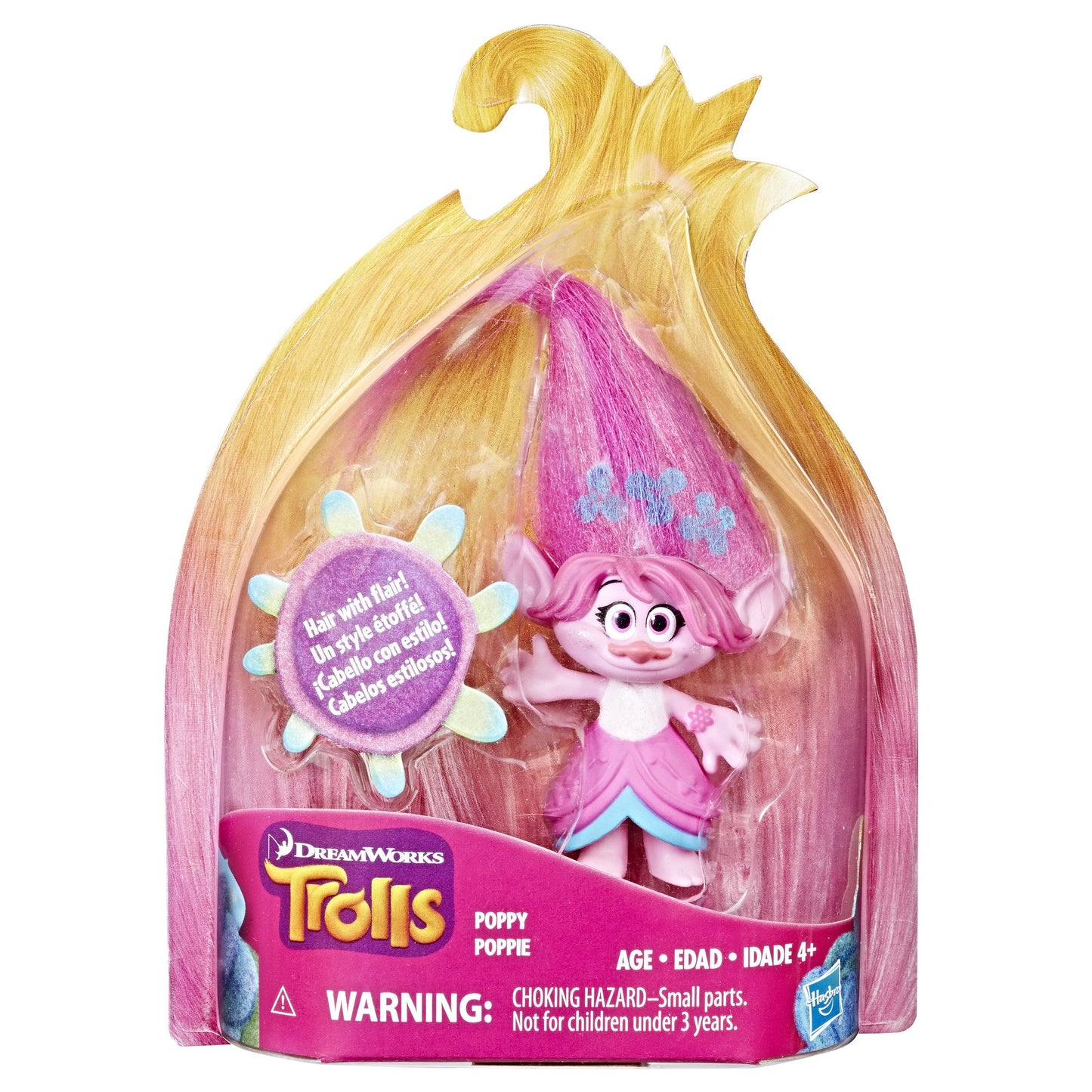 Trolls DreamWorks Poppy Hair Collectible Figure with Printed Hair