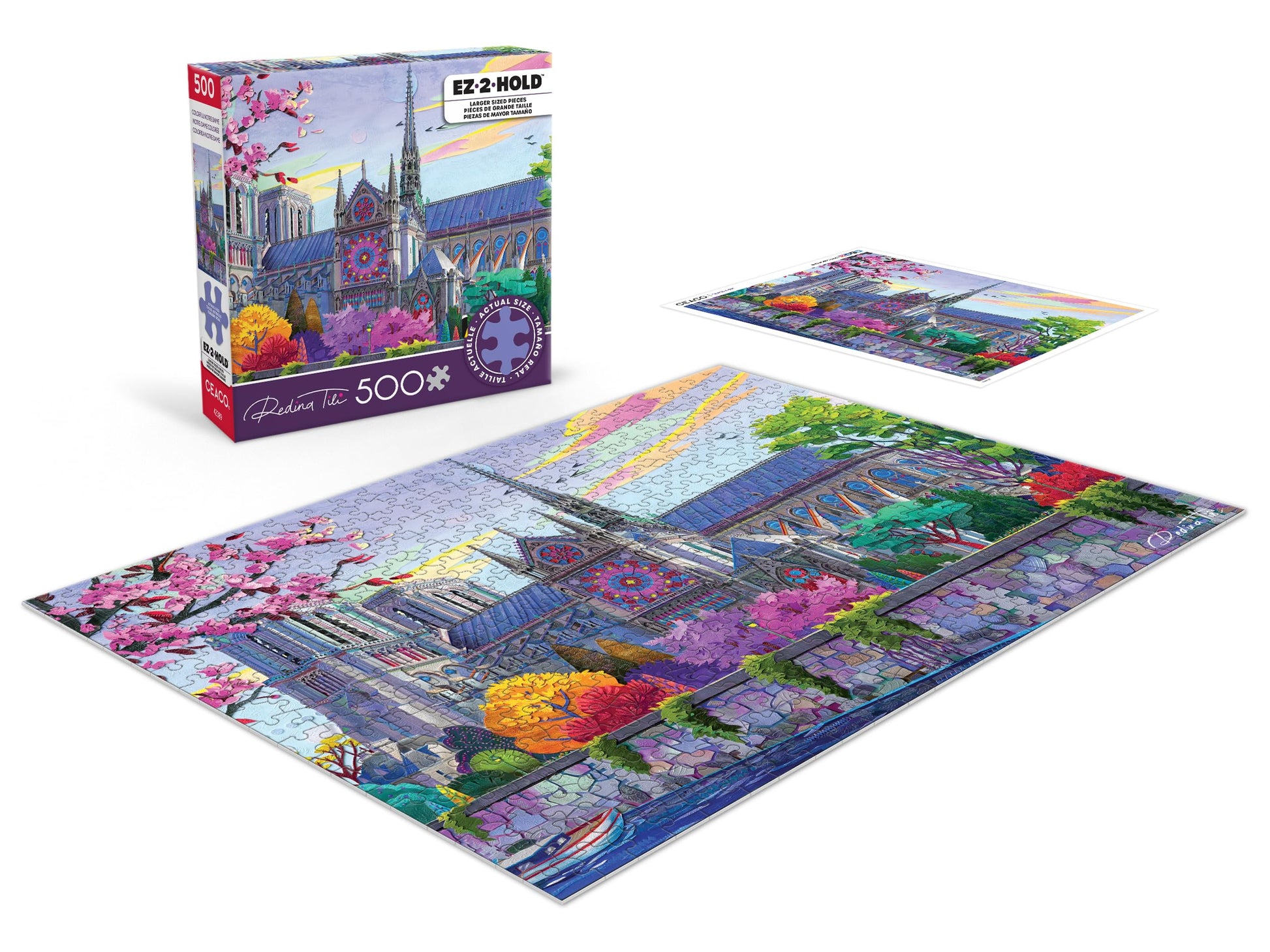Ceaco - Colorful Notre Dame - 500 Large Piece Jigsaw Puzzle for Adults