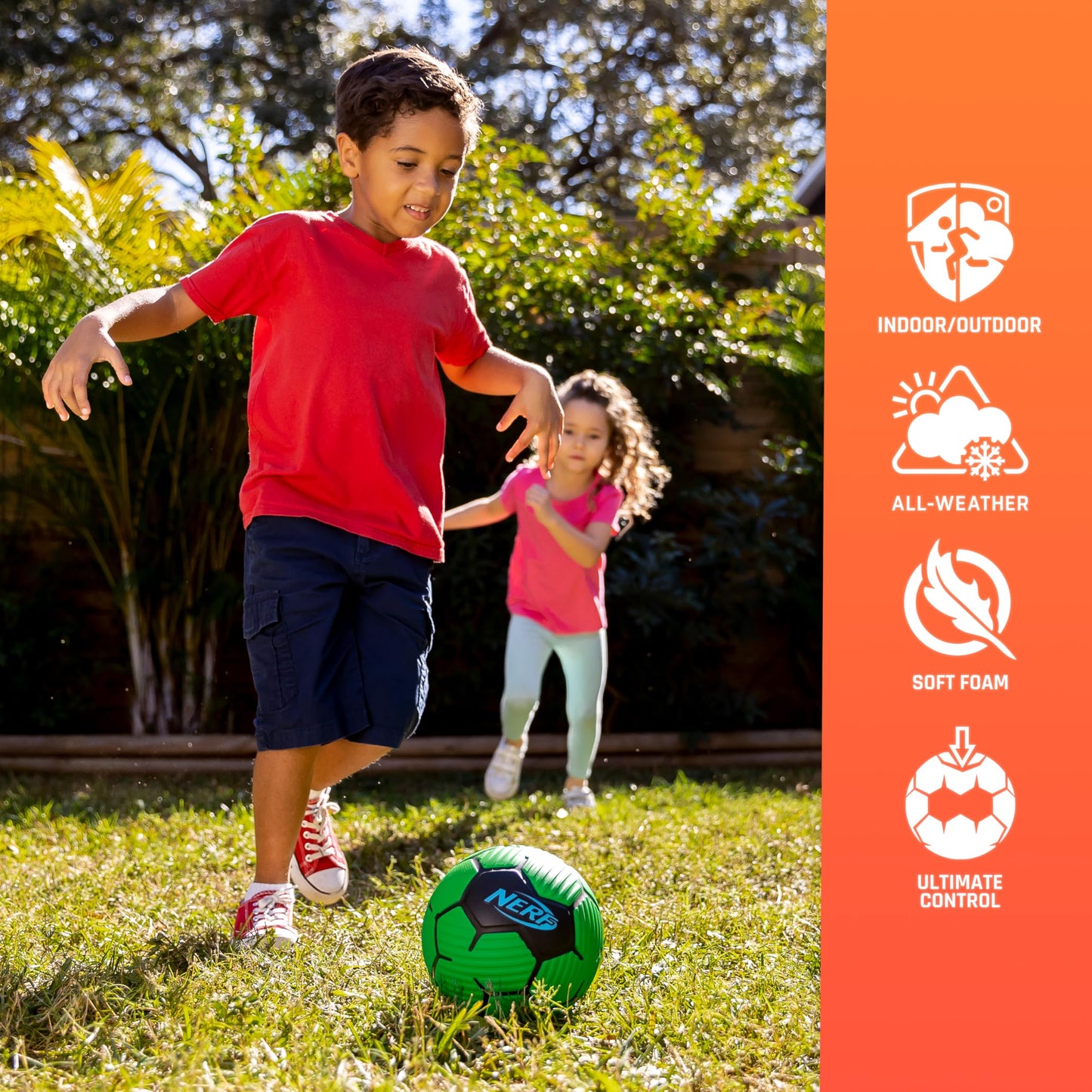 Nerf Kids Foam Mini Soccer Ball - Proshot Youth Soccer Ball - 7" Indoor + Outdoor Toy for Kids + Toddlers - Green/Blue