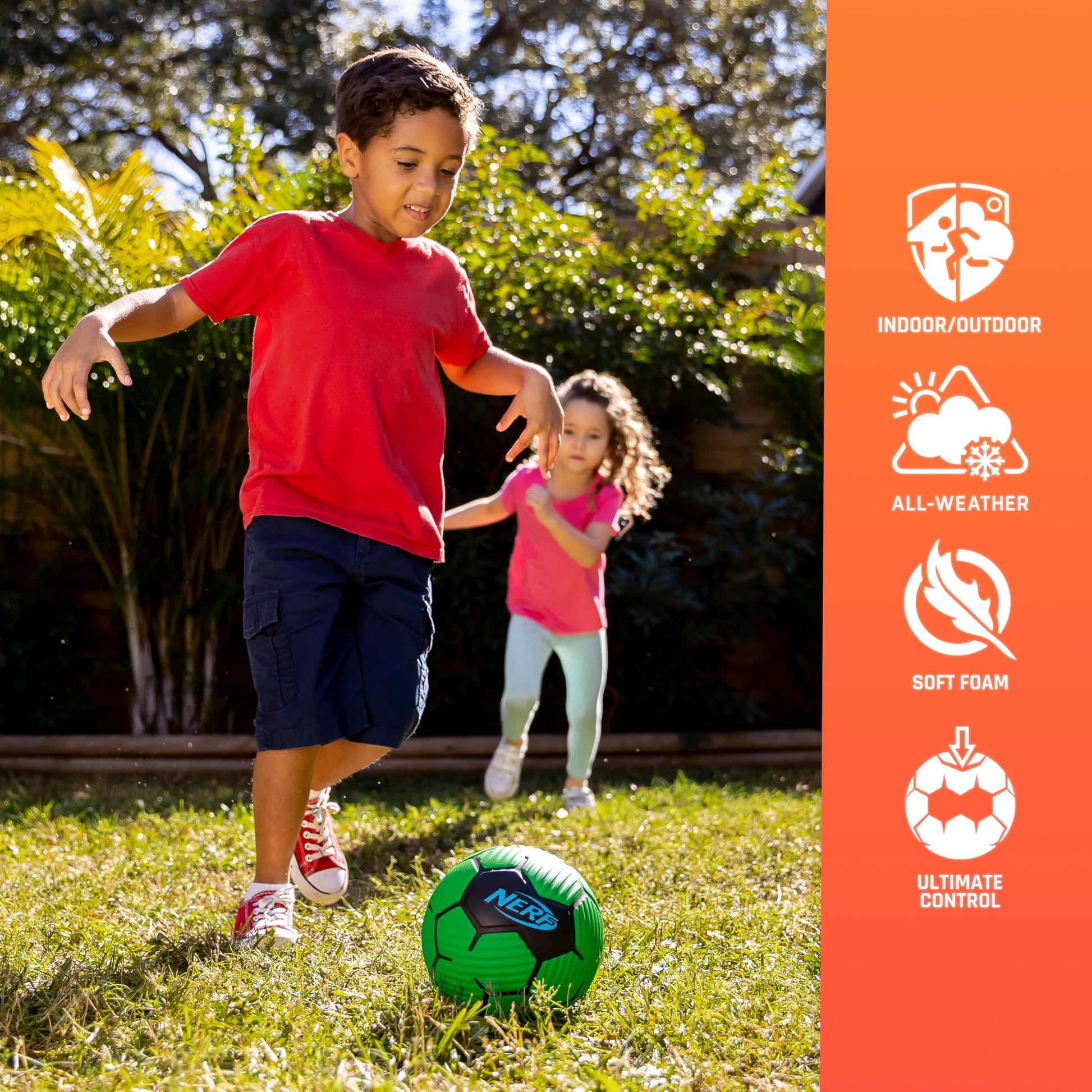 Nerf Kids Foam Mini Soccer Ball - Proshot Youth Soccer Ball - 7" Indoor + Outdoor Toy for Kids + Toddlers - Green/Blue