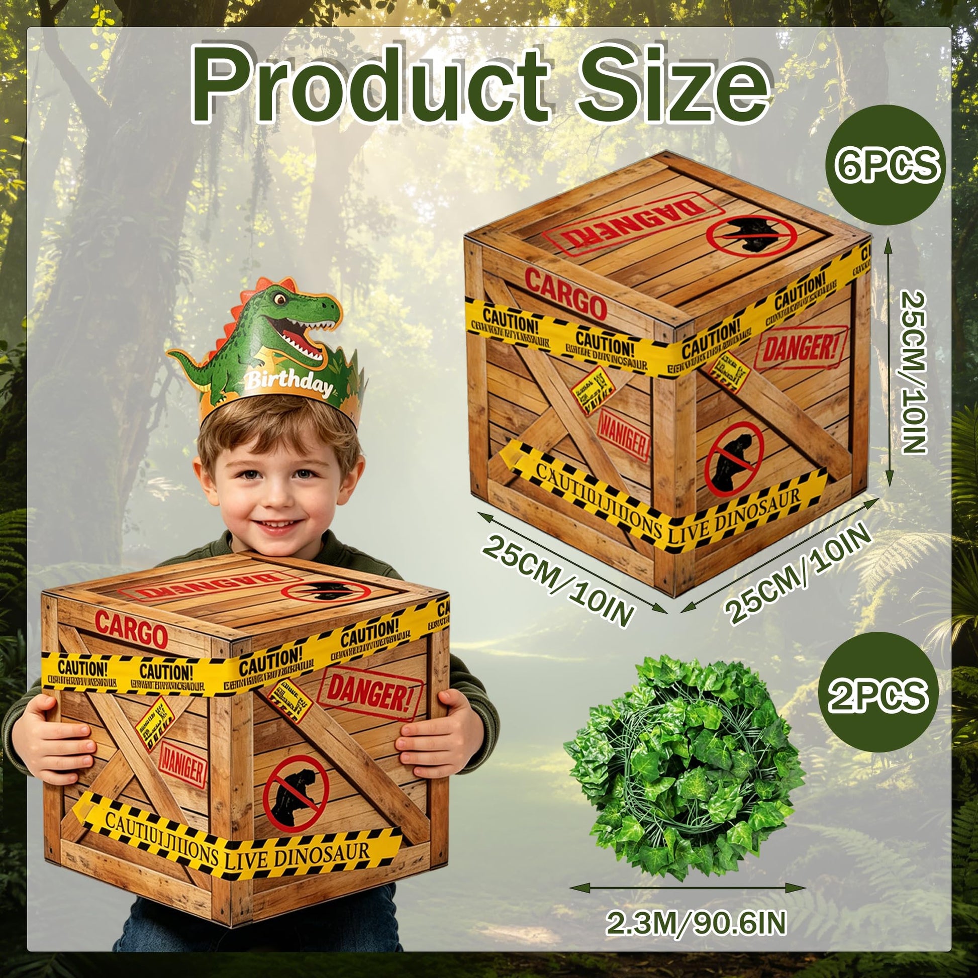 Dinosaur Party Decorations 6 Pcs Dinosaur Theme Boxes with 2 Ivy Vines Dinosaur Centerpieces for Dino Birthday Party Decorations Table Centerpieces