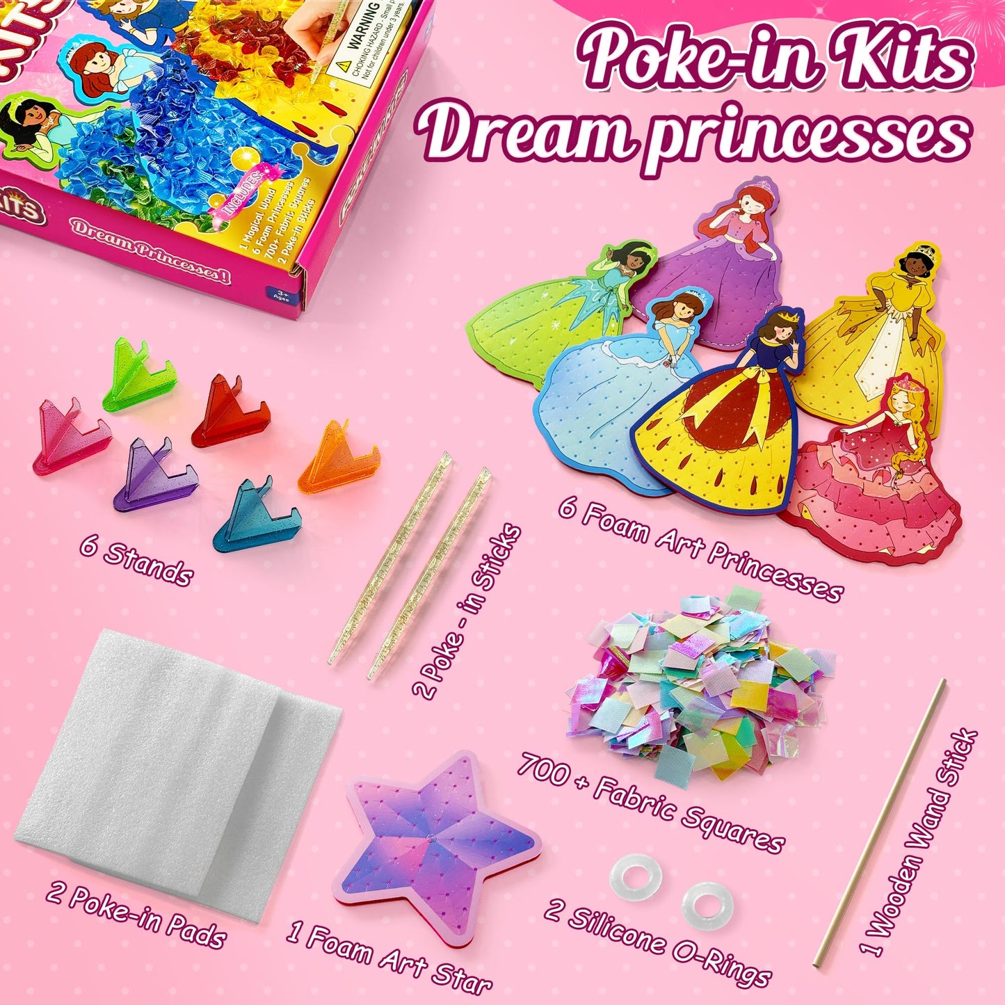 ZUNIRA Poke Art Kits Dream Princess Mess-Free DIY Crafts for Kids Ages 3+