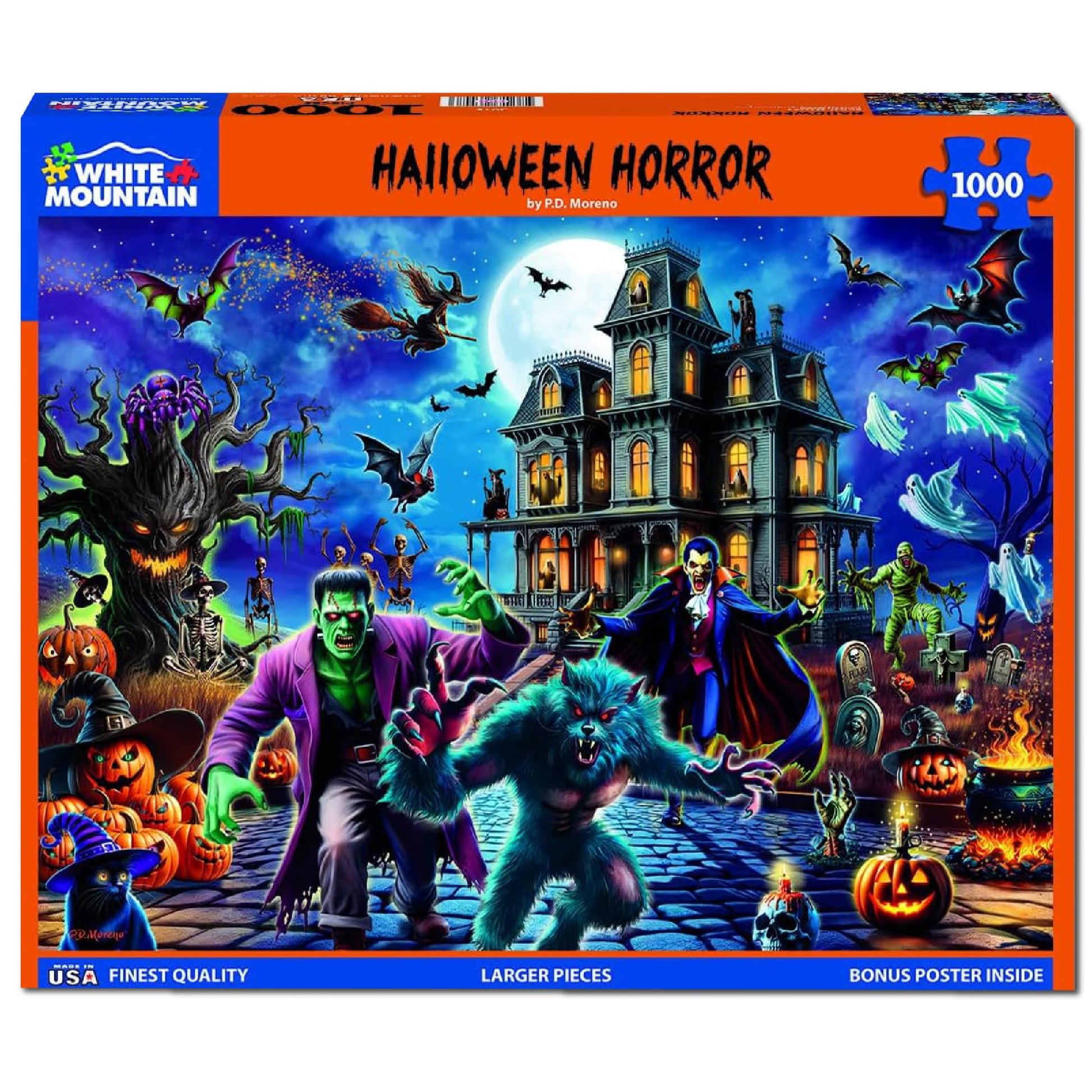 White Mountain 1000 Piece Jigsaw Puzzle Classic Spooky, Halloween Horror